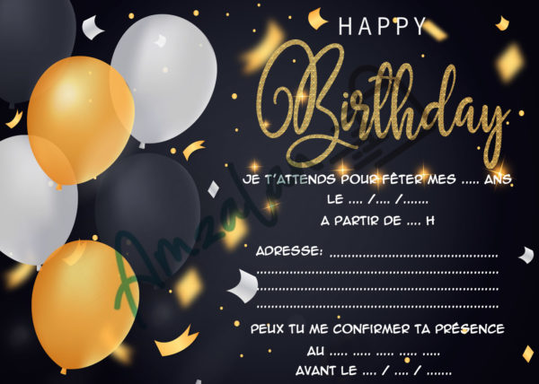 Lot De 6 Cartes Invitations Anniversaire Ados Adultes JE T INVITE V3