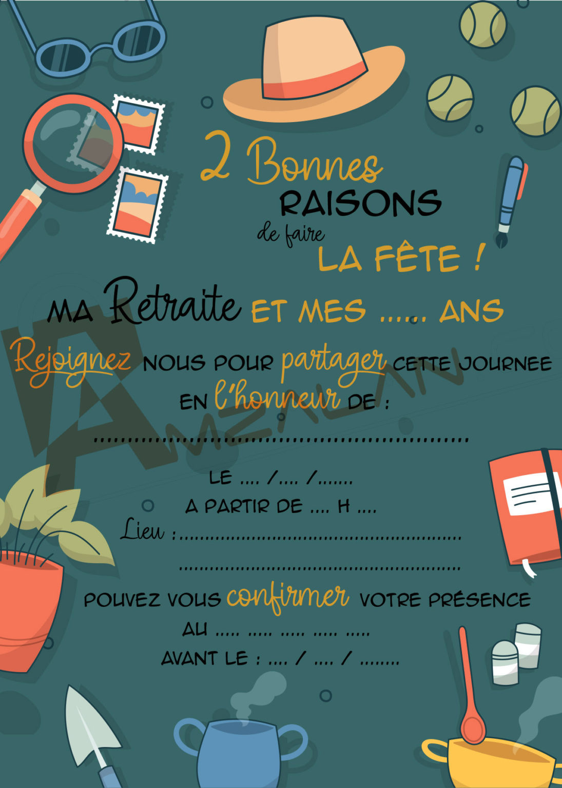 Lot De Cartes Invitations Anniversaire Et Retraite Mod Le V