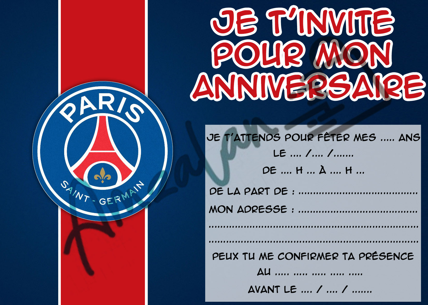 Carte invitation anniversaire Pat'Patrouille Bleue - Lot de 8