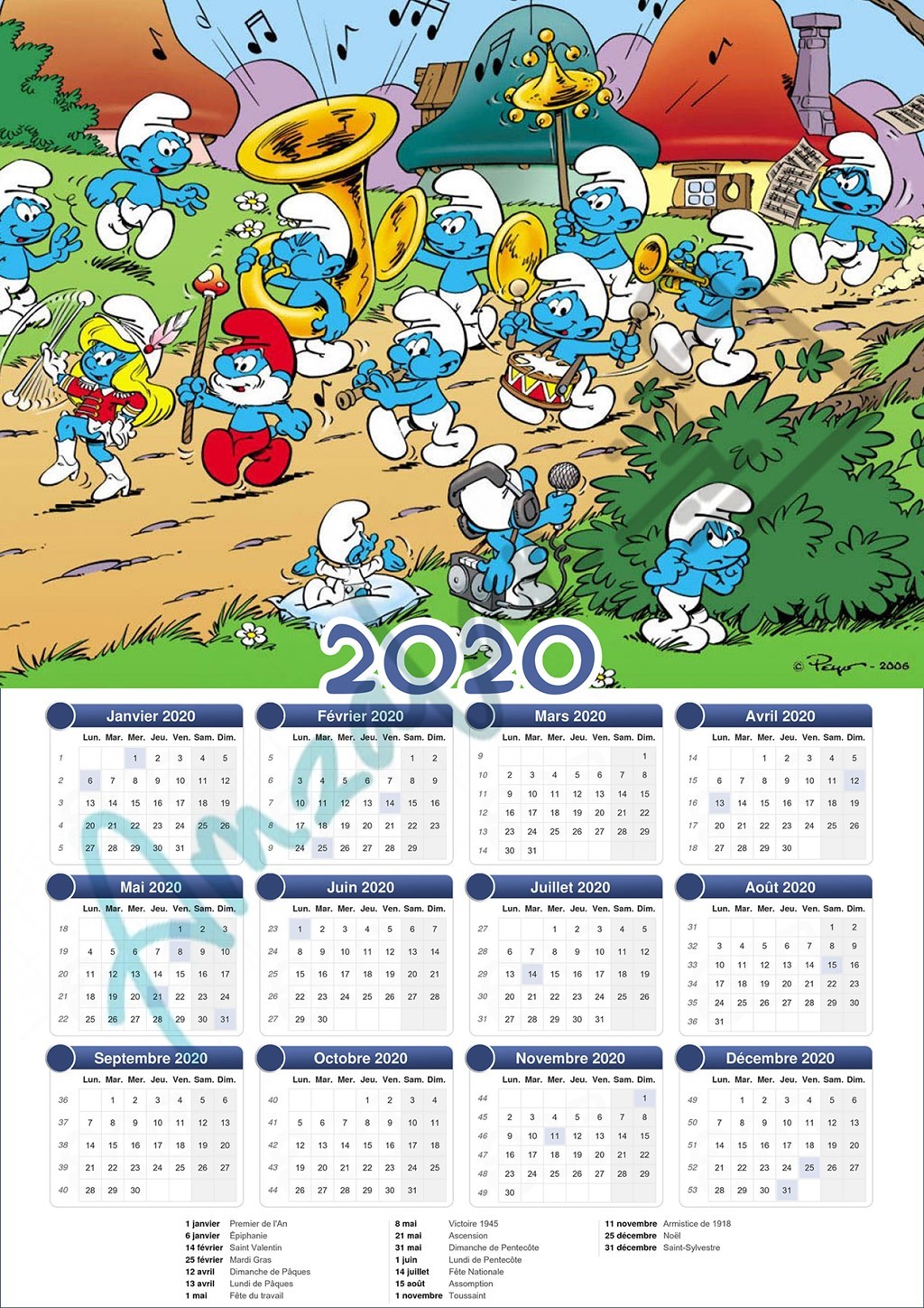 CALENDRIER enfant GARCON SCHTROUMPF V01