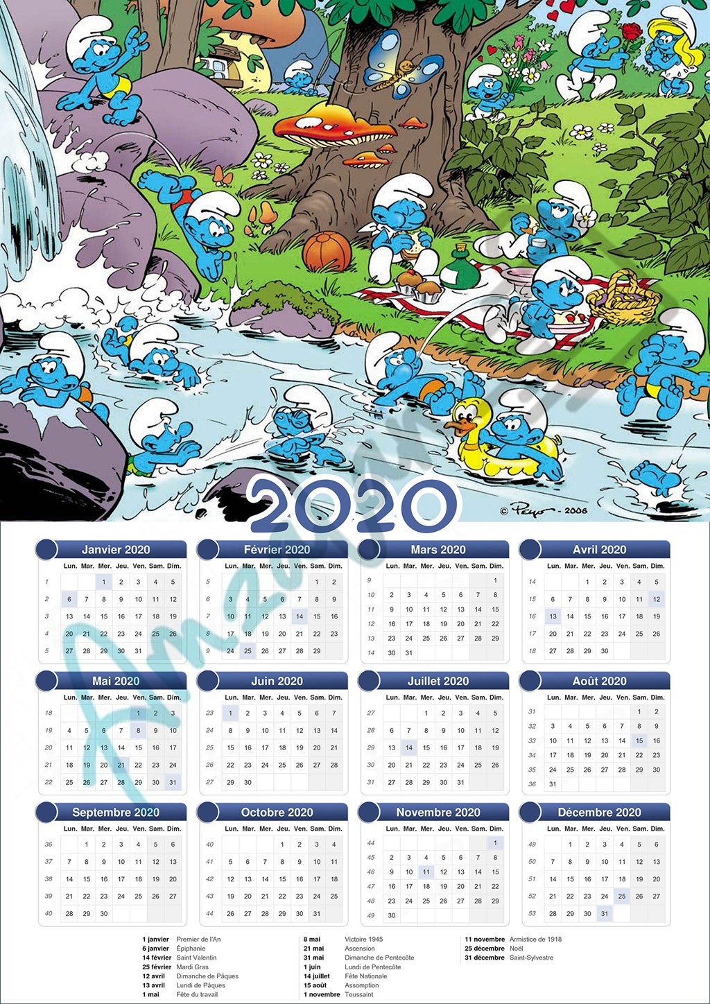 CALENDRIER enfant GARCON SCHTROUMPF V02