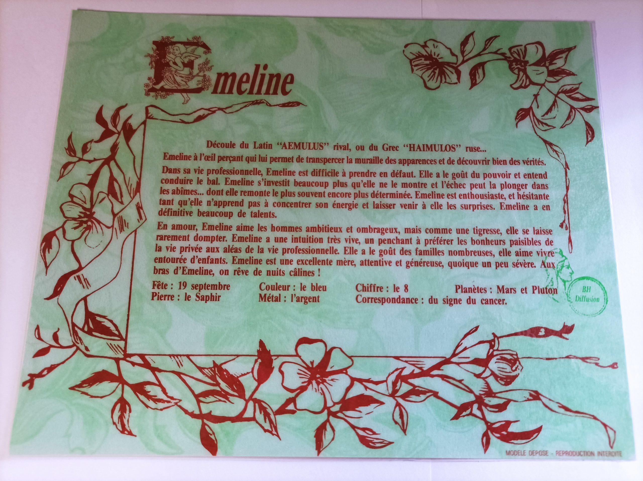 Signification du prénom "ÉMELINE"V2