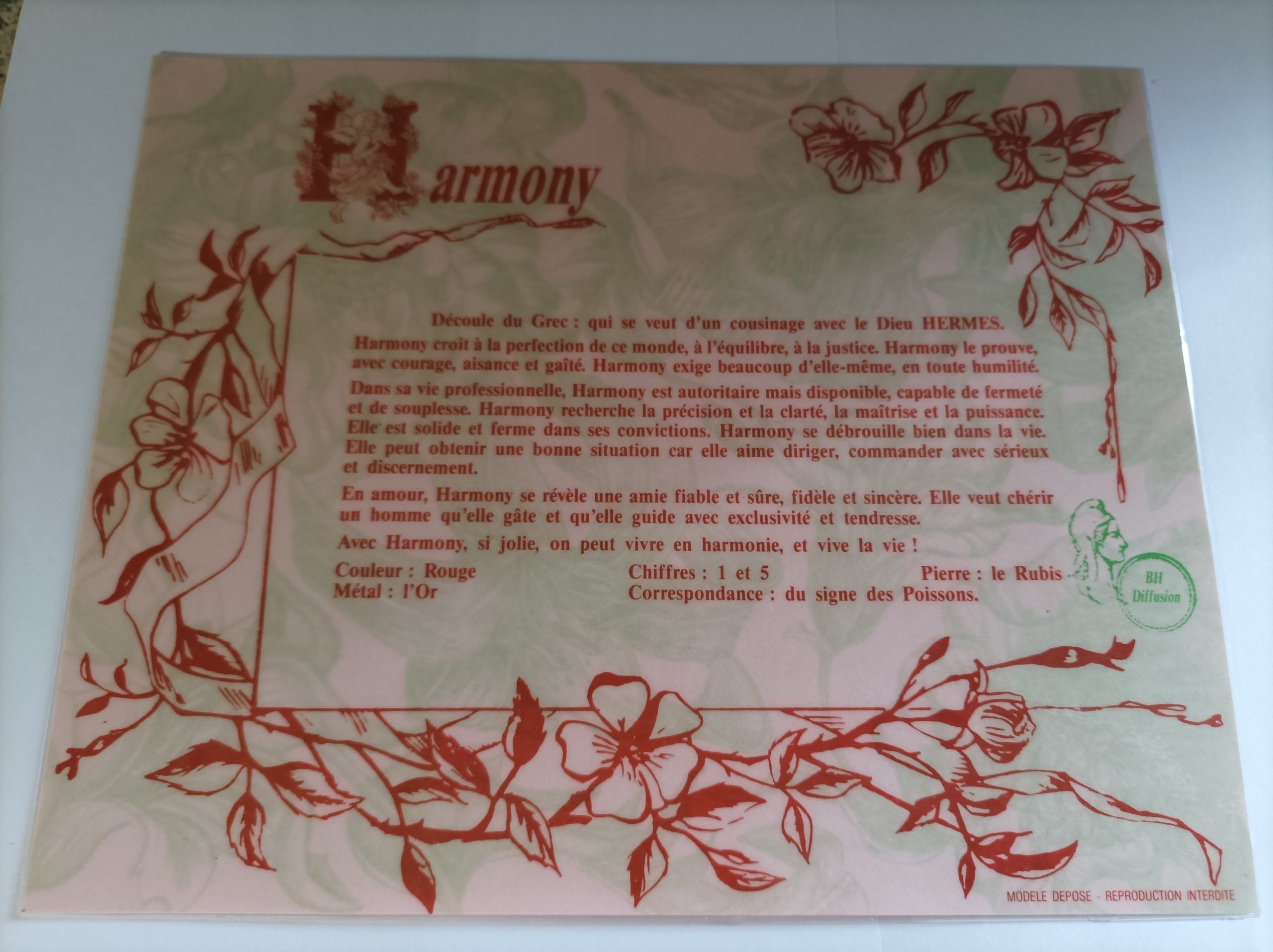 Signification du prénom "HARMONY"