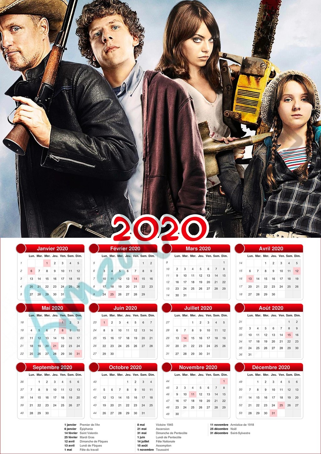 Calendrier collection FILM ZOMBIELAND