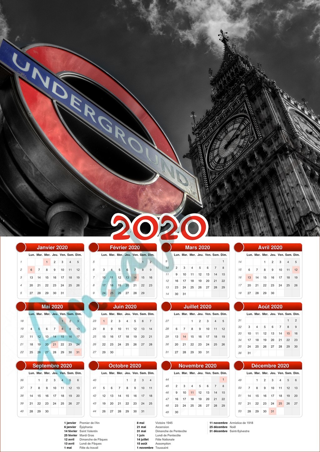 Calendrier collection LONDON V2