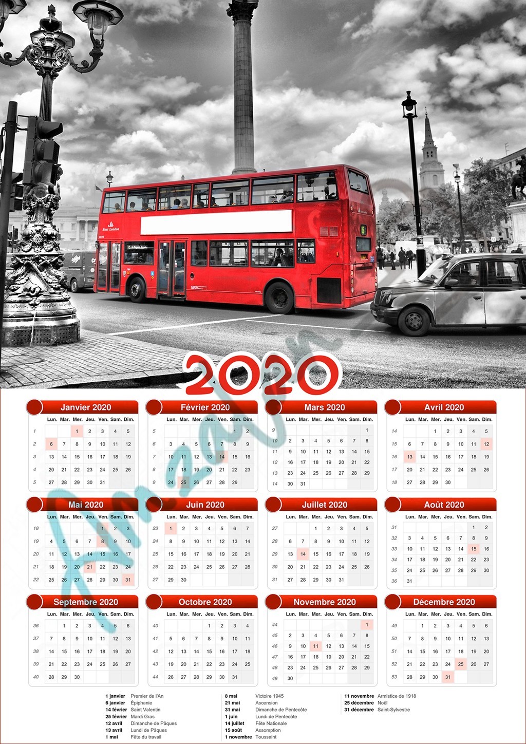 Calendrier collection LONDON V3