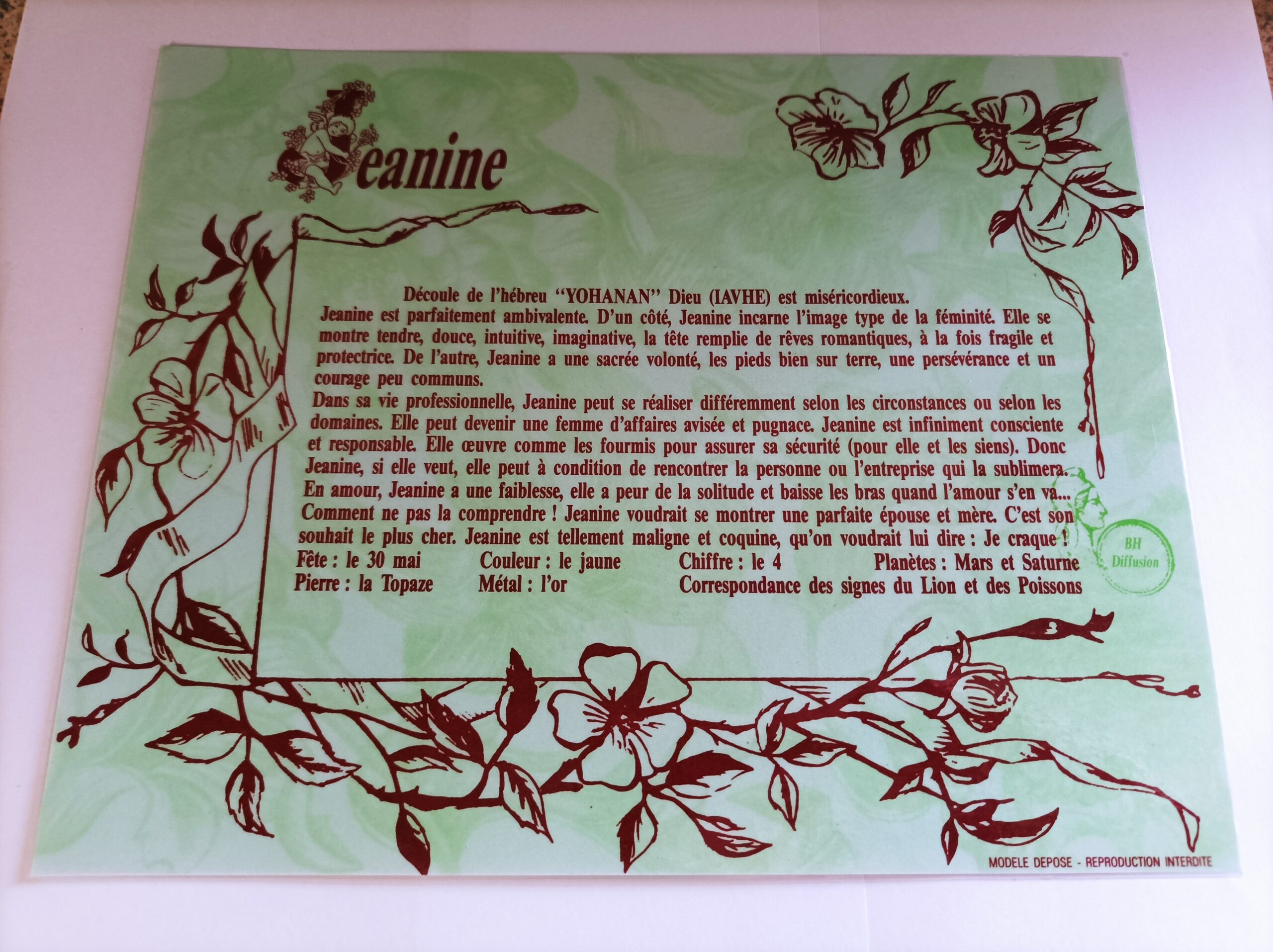 Signification du prénom "JEANINE"