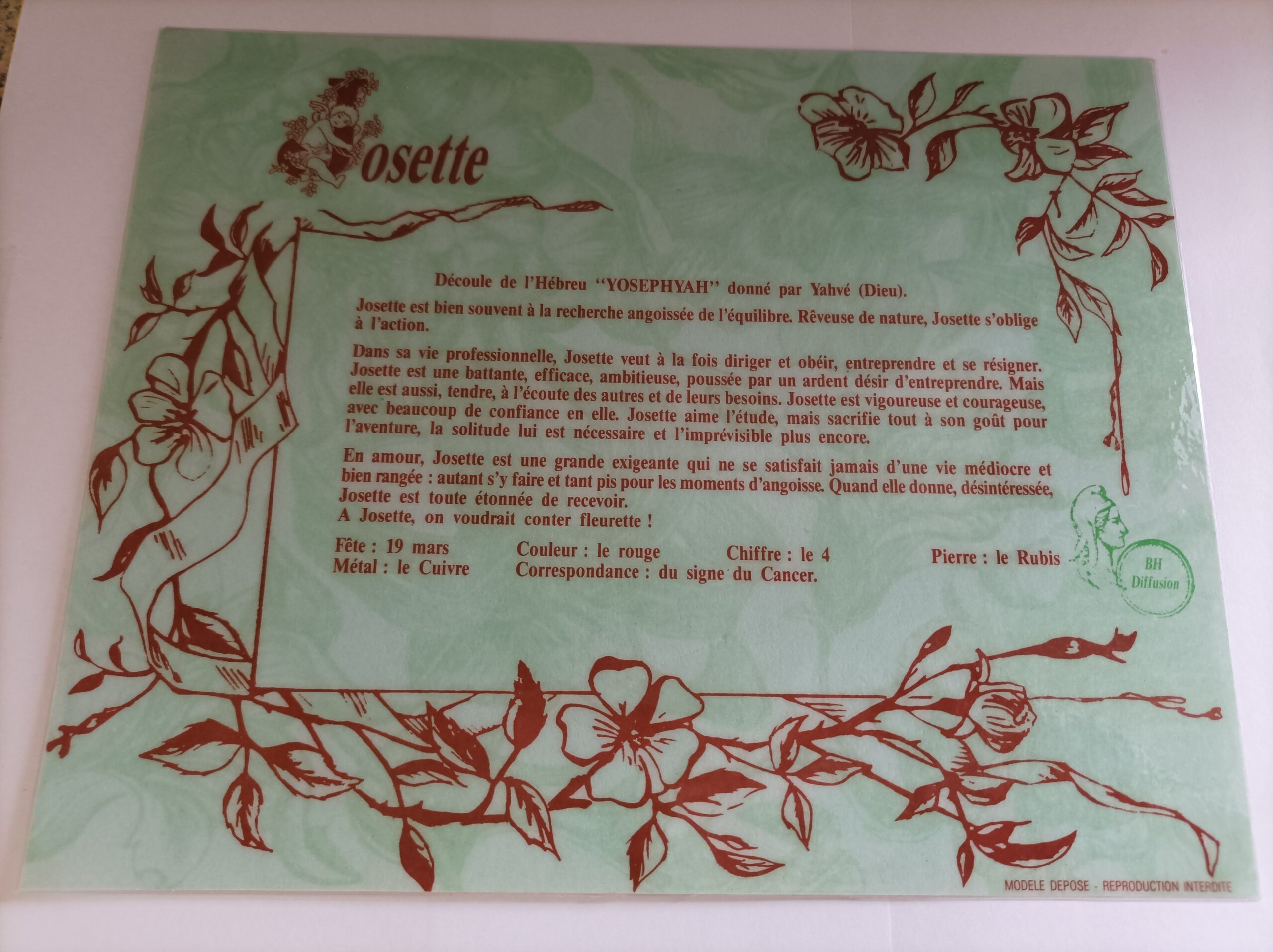 Signification du prénom "JOSETTE"