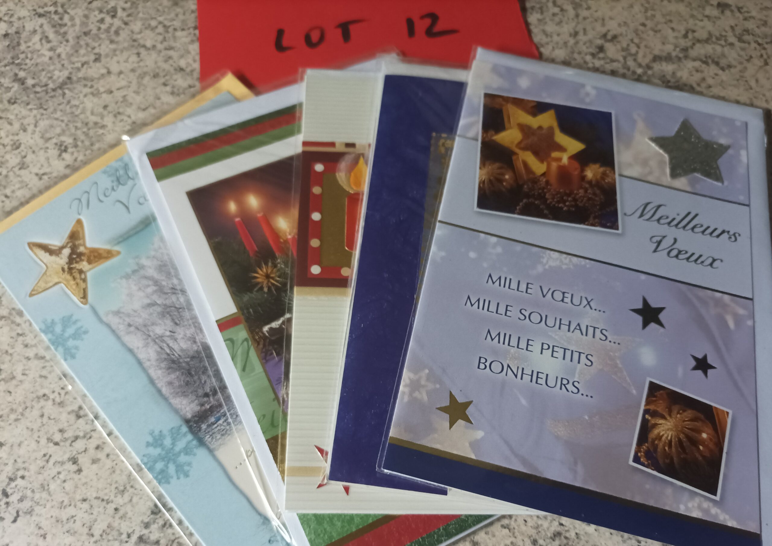 Lot de 5 cartes postales avec enveloppes meilleurs vœux (lot 12)