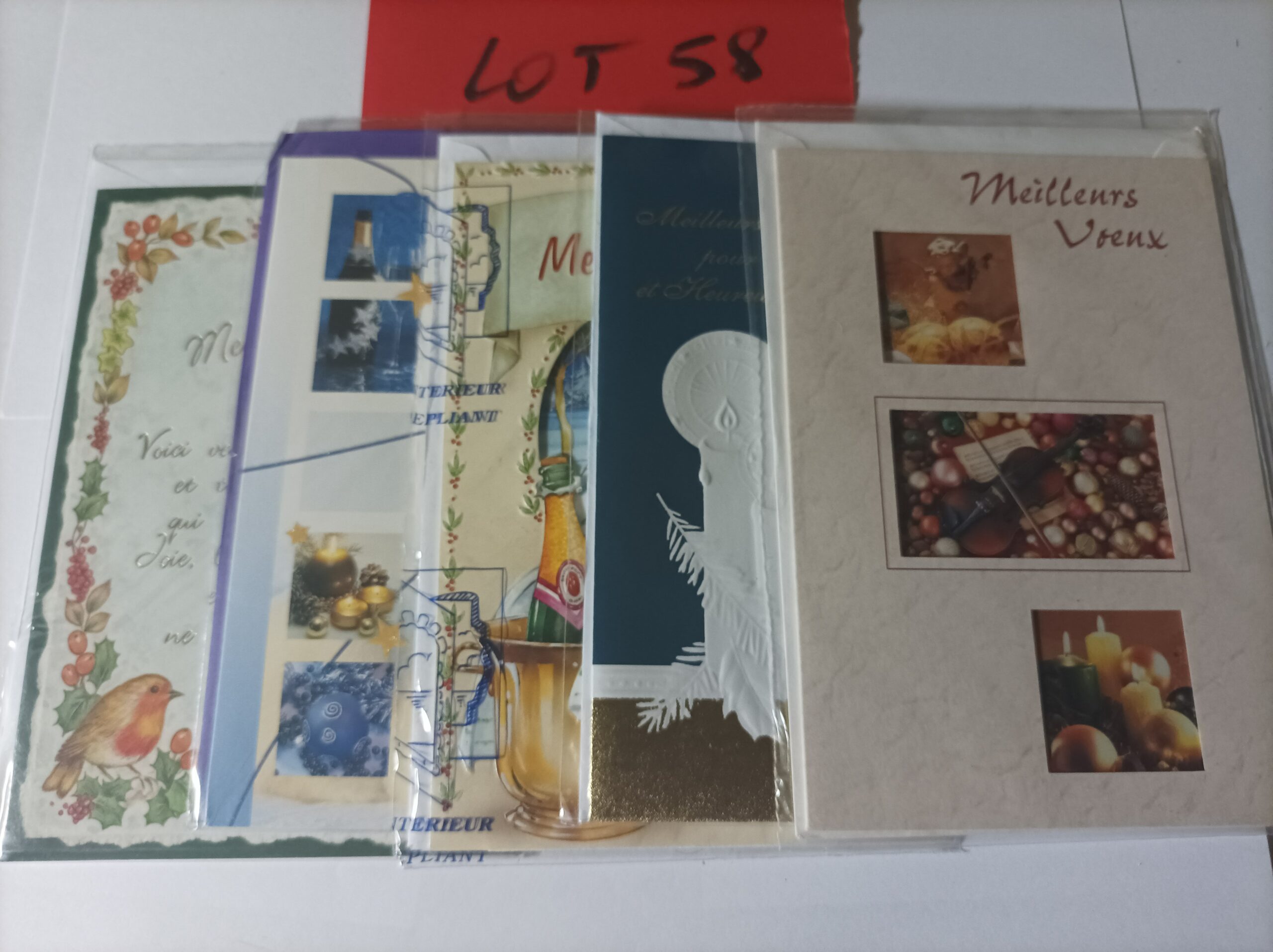 Lot de 5 cartes postales doubles avec enveloppes meilleurs vœux (lot 58)
