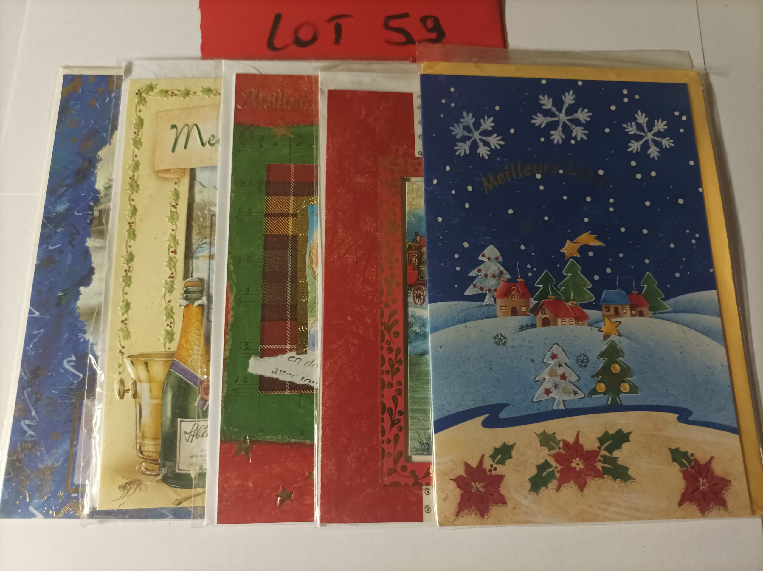 Lot de 5 cartes postales doubles avec enveloppes meilleurs vœux (lot 59)