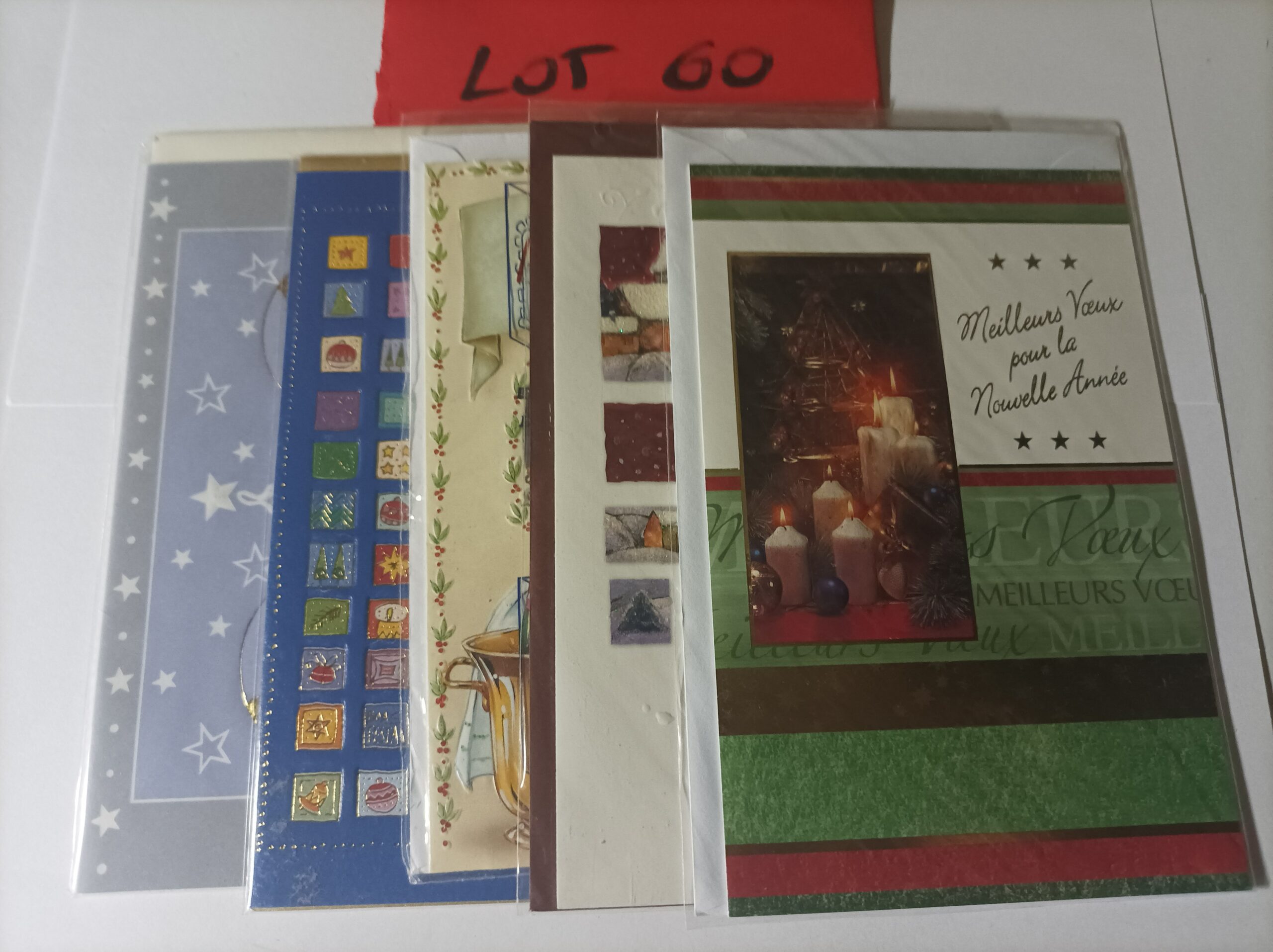 Lot de 5 cartes postales doubles avec enveloppes meilleurs vœux (lot 60)