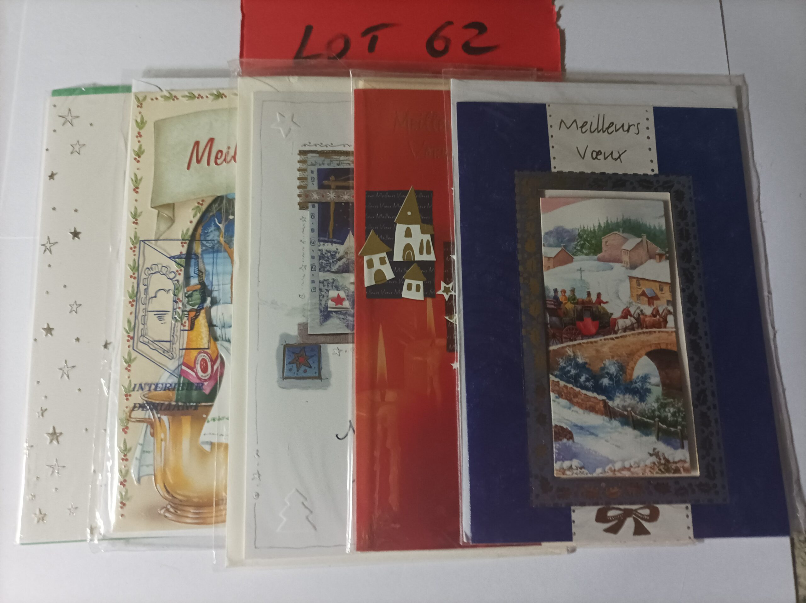 Lot de 5 cartes postales doubles avec enveloppes meilleurs vœux (lot 62)