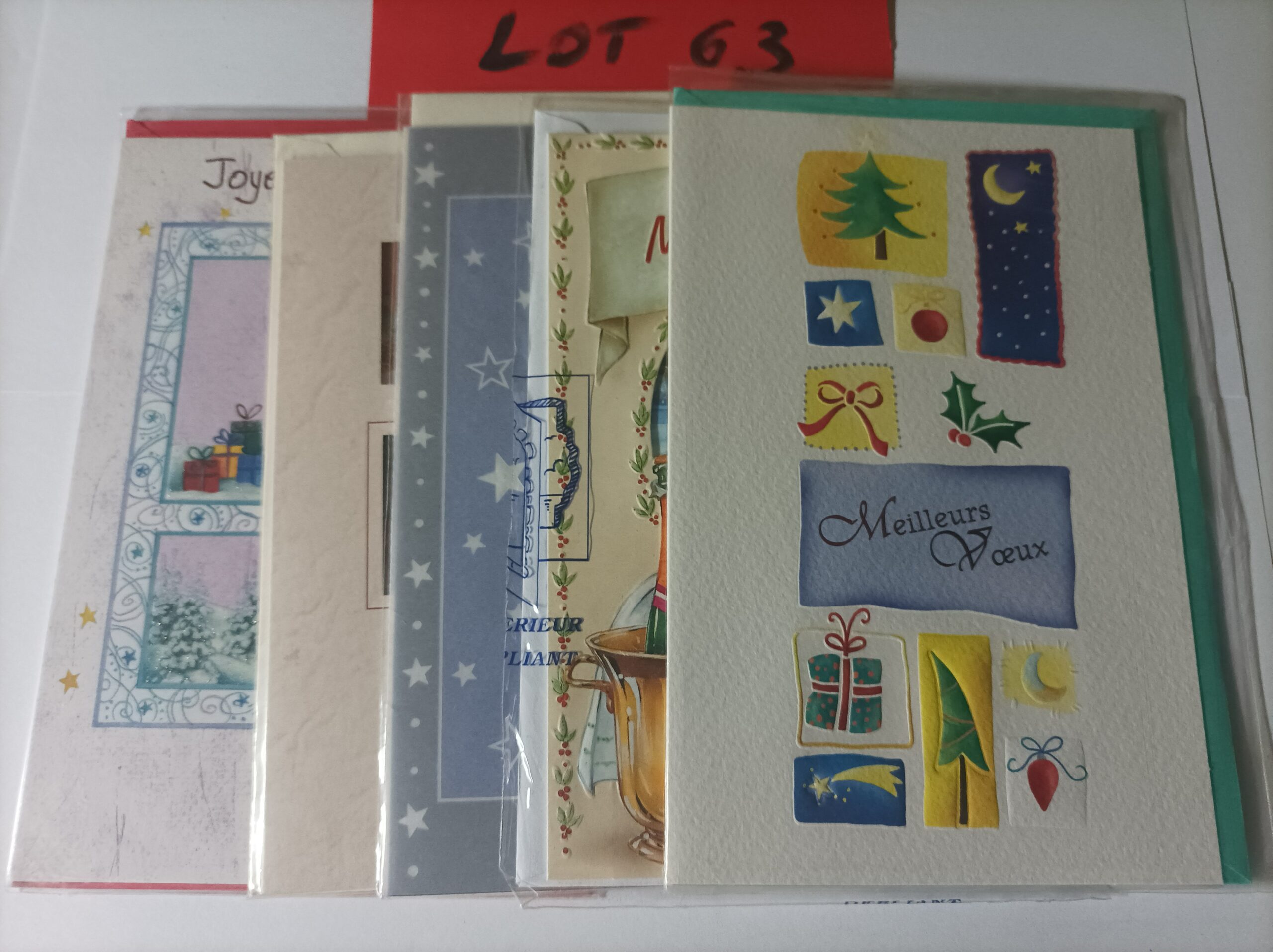 Lot de 5 cartes postales avec enveloppes meilleurs vœux ( lot 63)