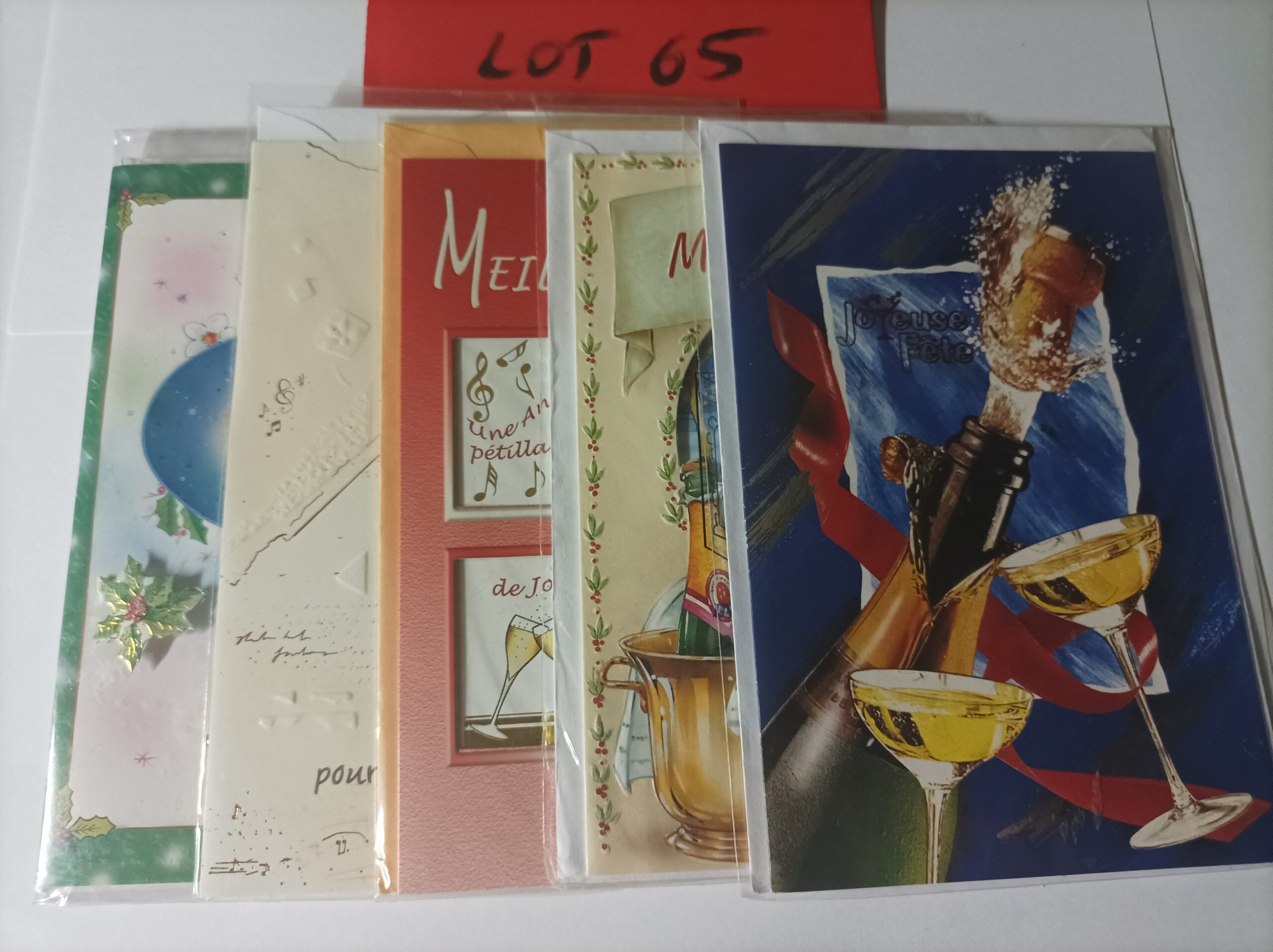 Lot de 5 cartes postales avec enveloppes meilleurs vœux ( lot 65)