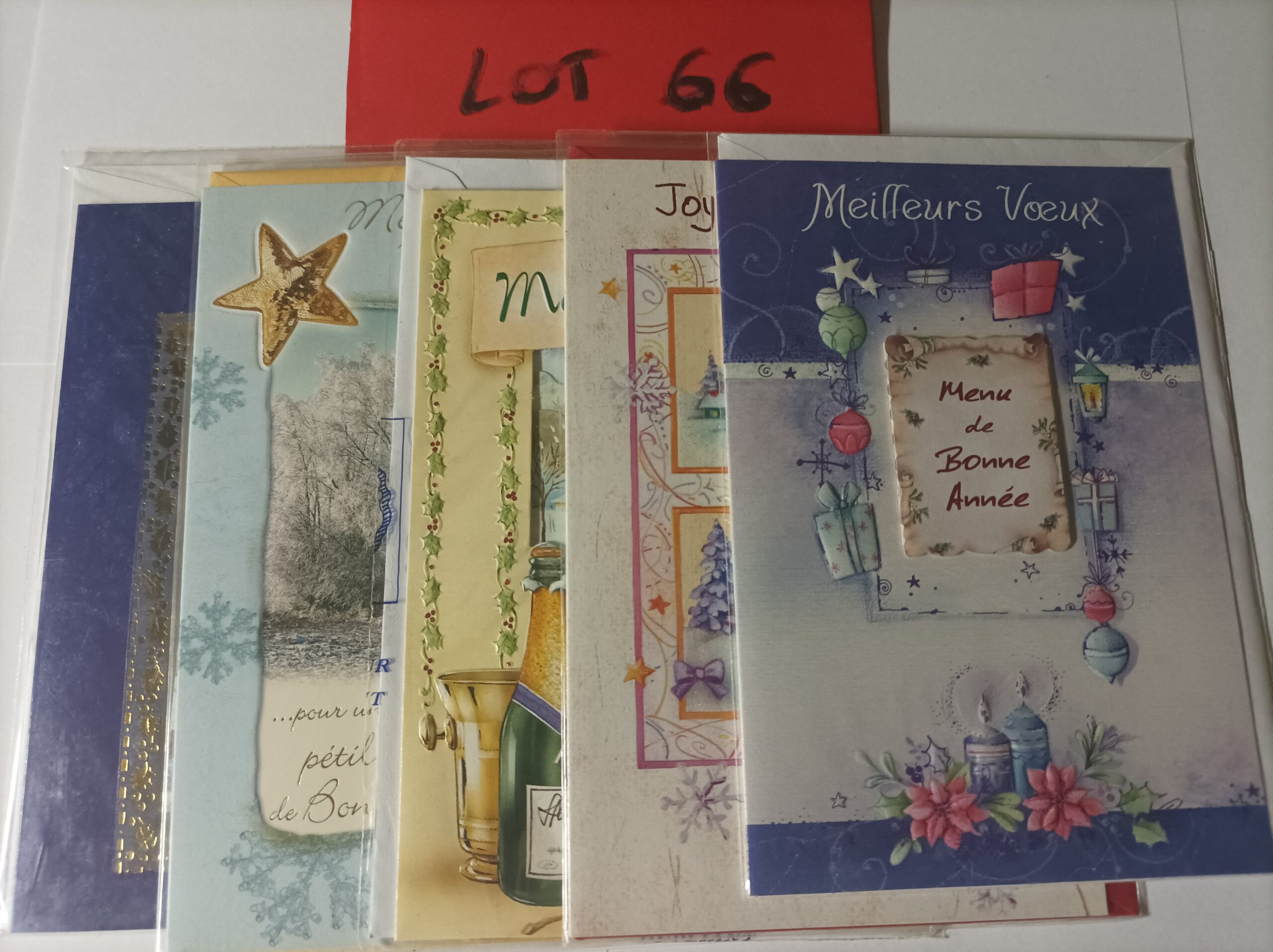 Lot de 5 cartes postales avec enveloppes meilleurs vœux ( lot 66)
