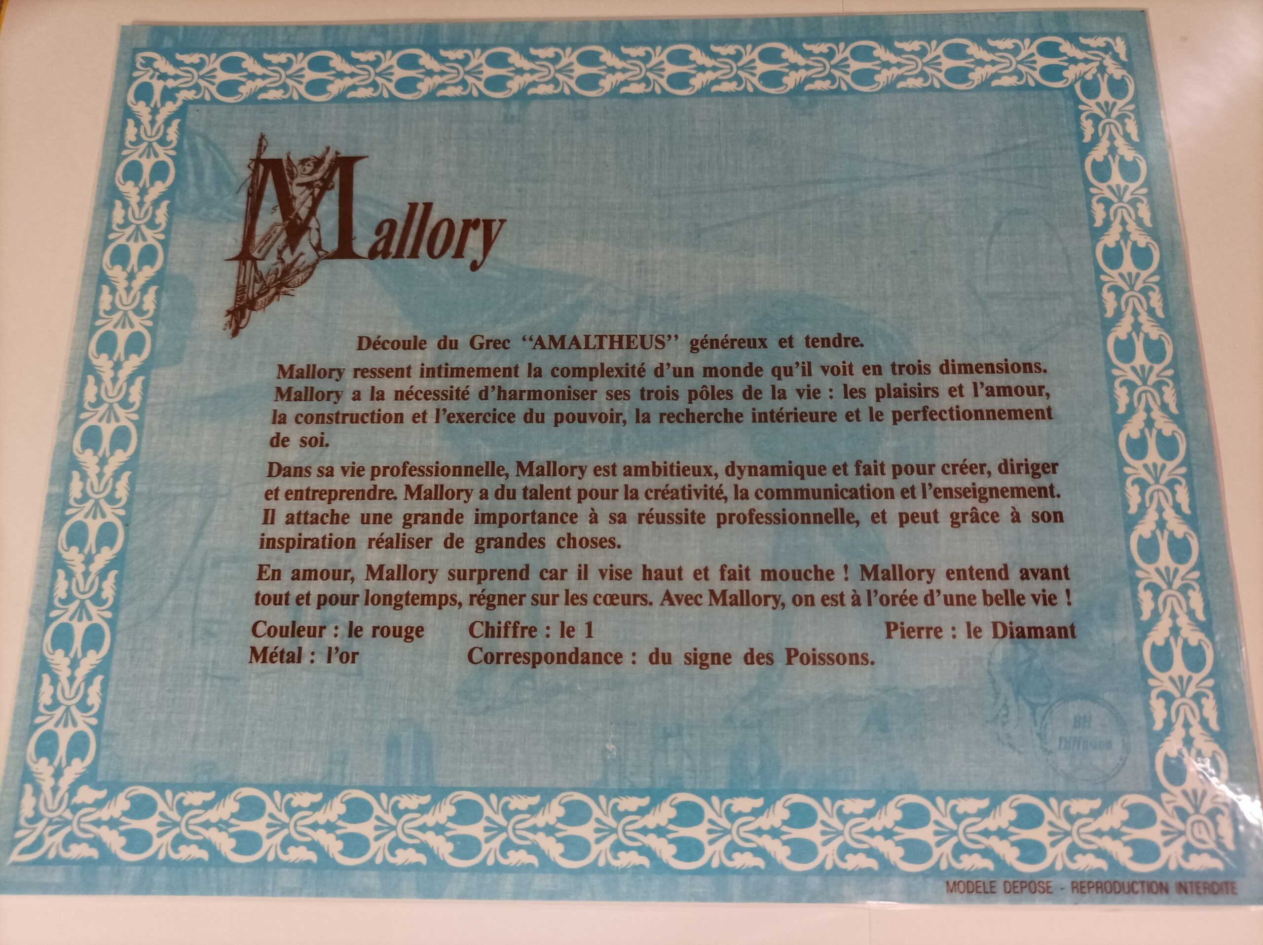 Signification du prénom "MALLORY"