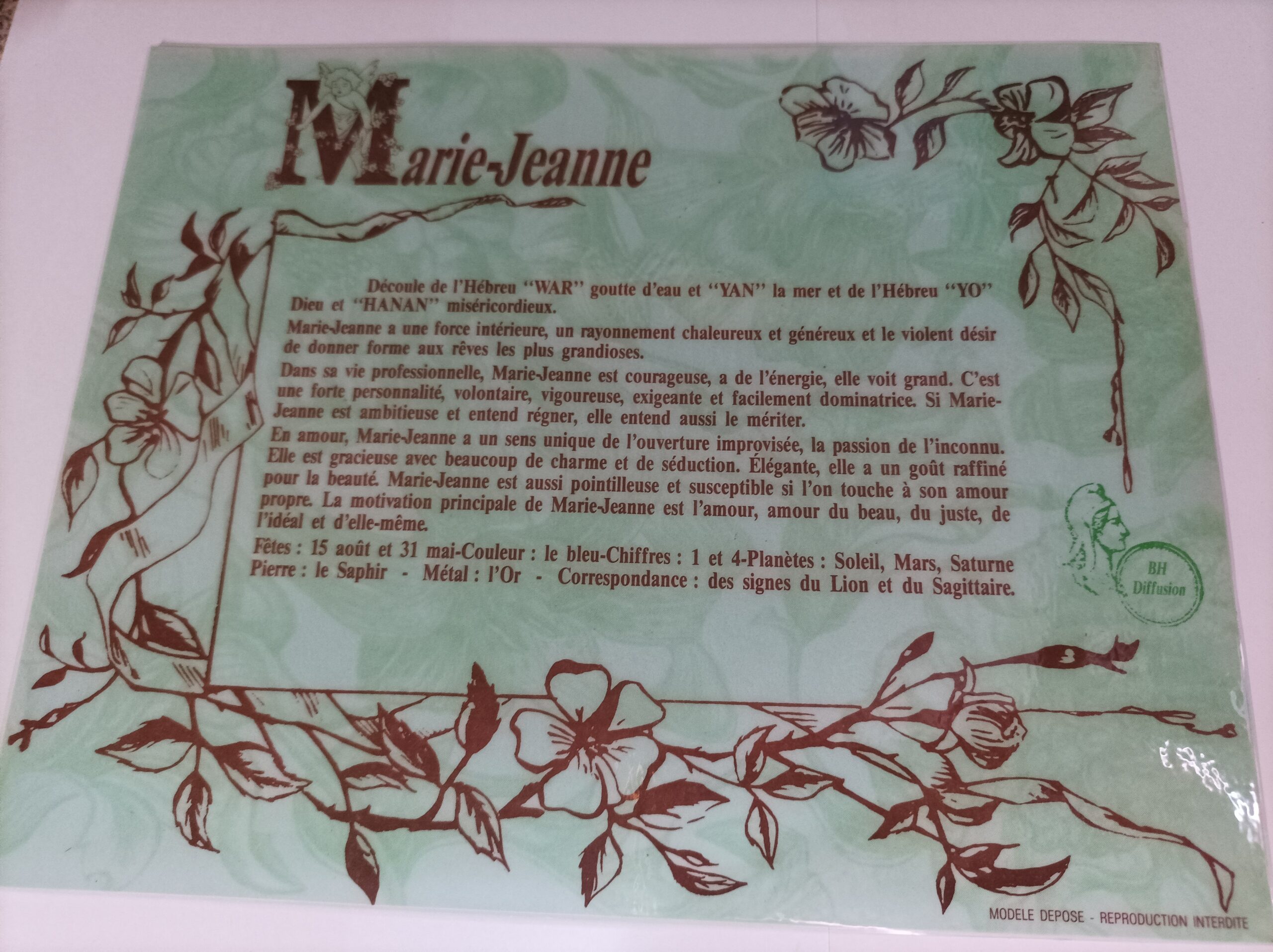 Signification du prénom "MARIE JEANNE"