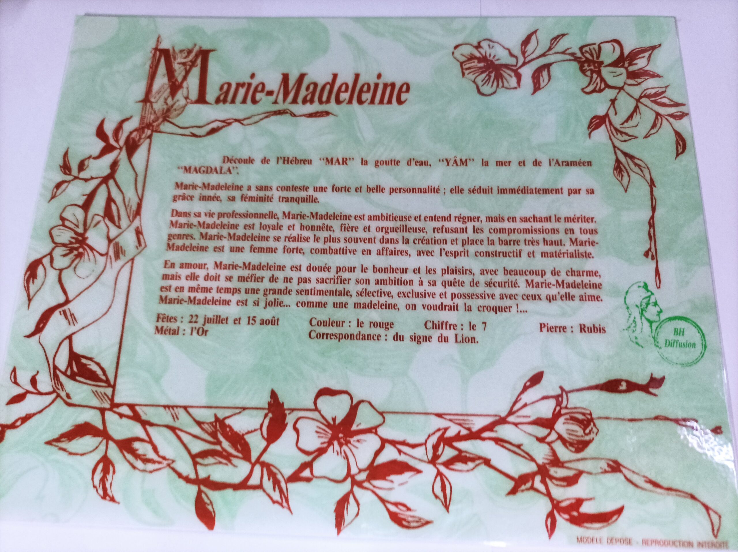 Signification du prénom "MARIE MADELEINE"