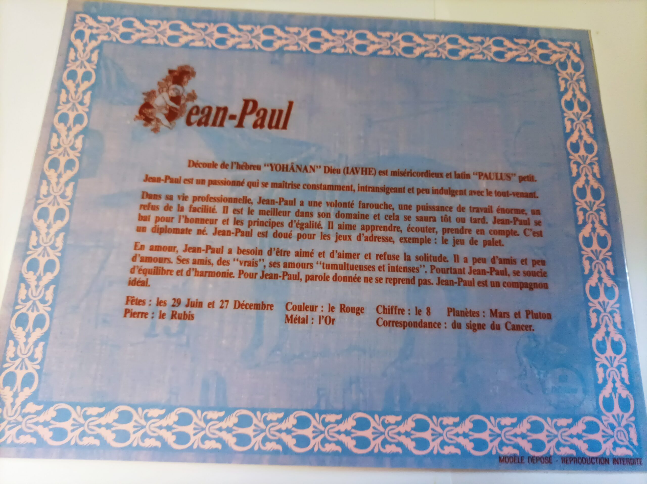 Signification du prénom JEAN-PAUL