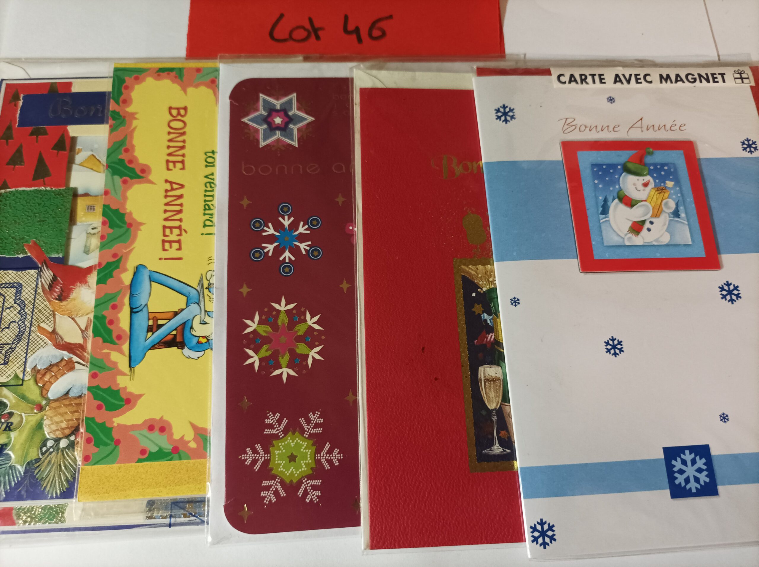 Lot de 5 cartes postales + enveloppes bonne année (lot 46)