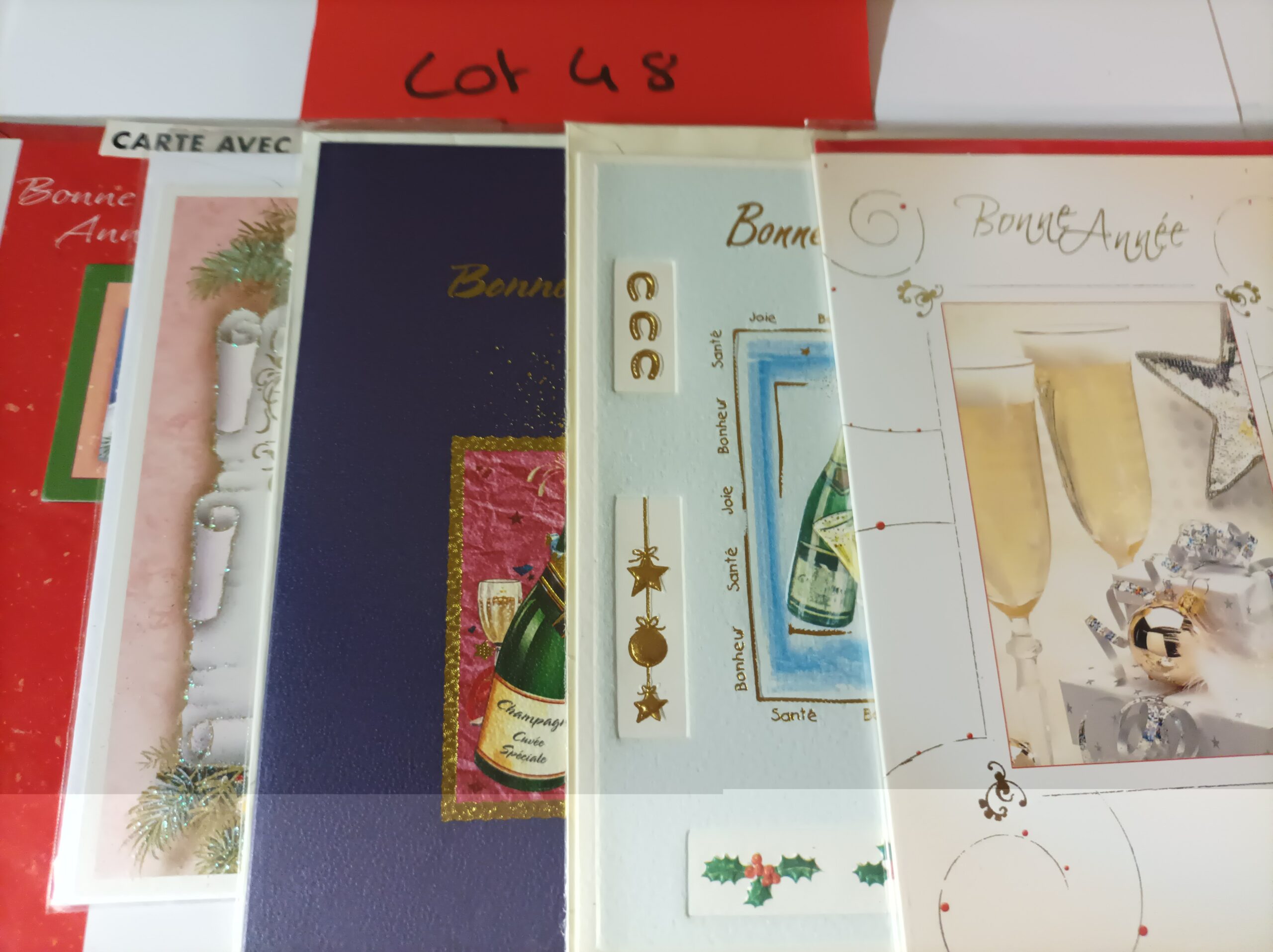 Lot de 5 cartes postales + enveloppes bonne année (lot 48)