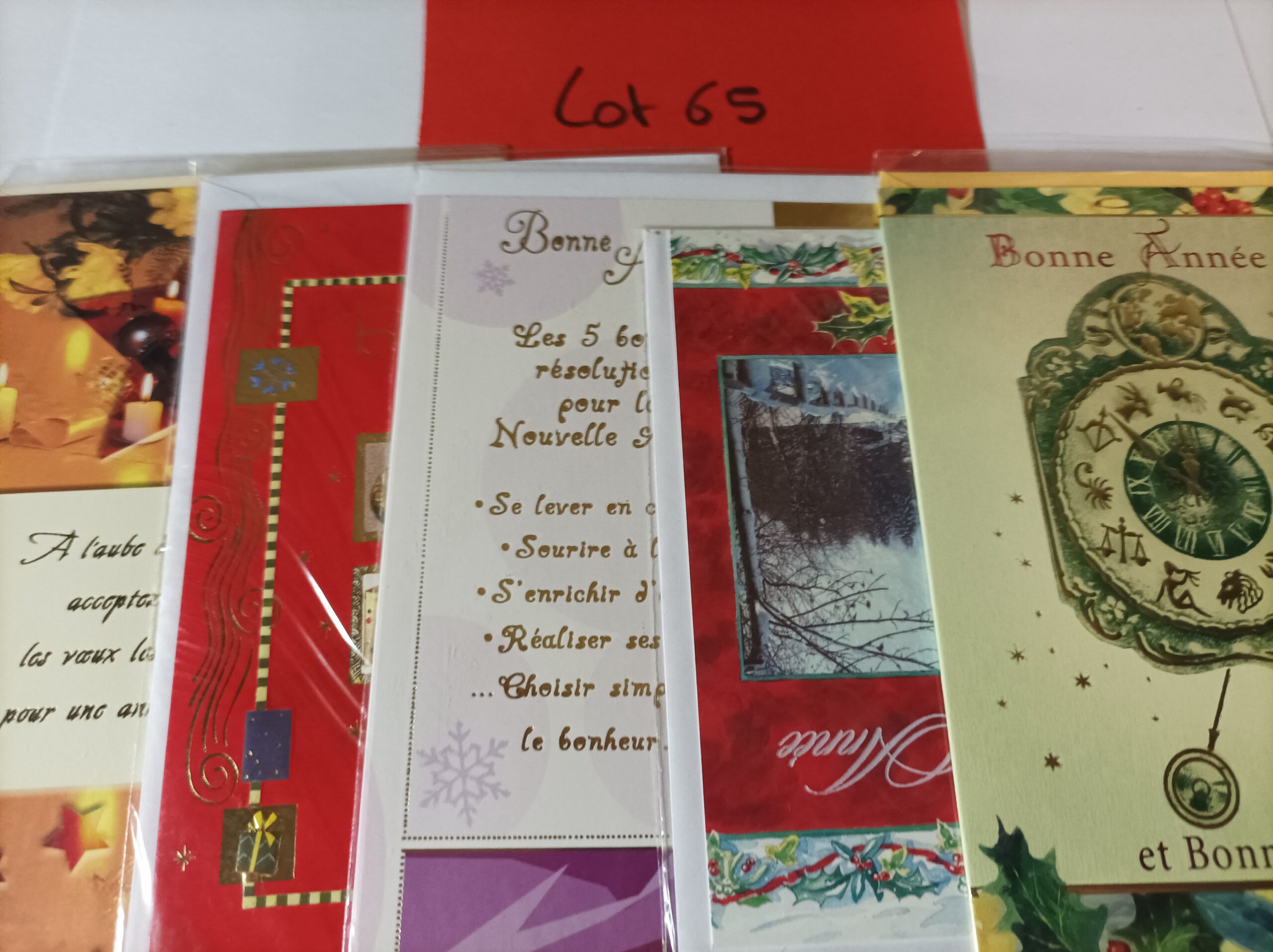 Lot de 5 cartes postales + enveloppes bonne année (lot 65)