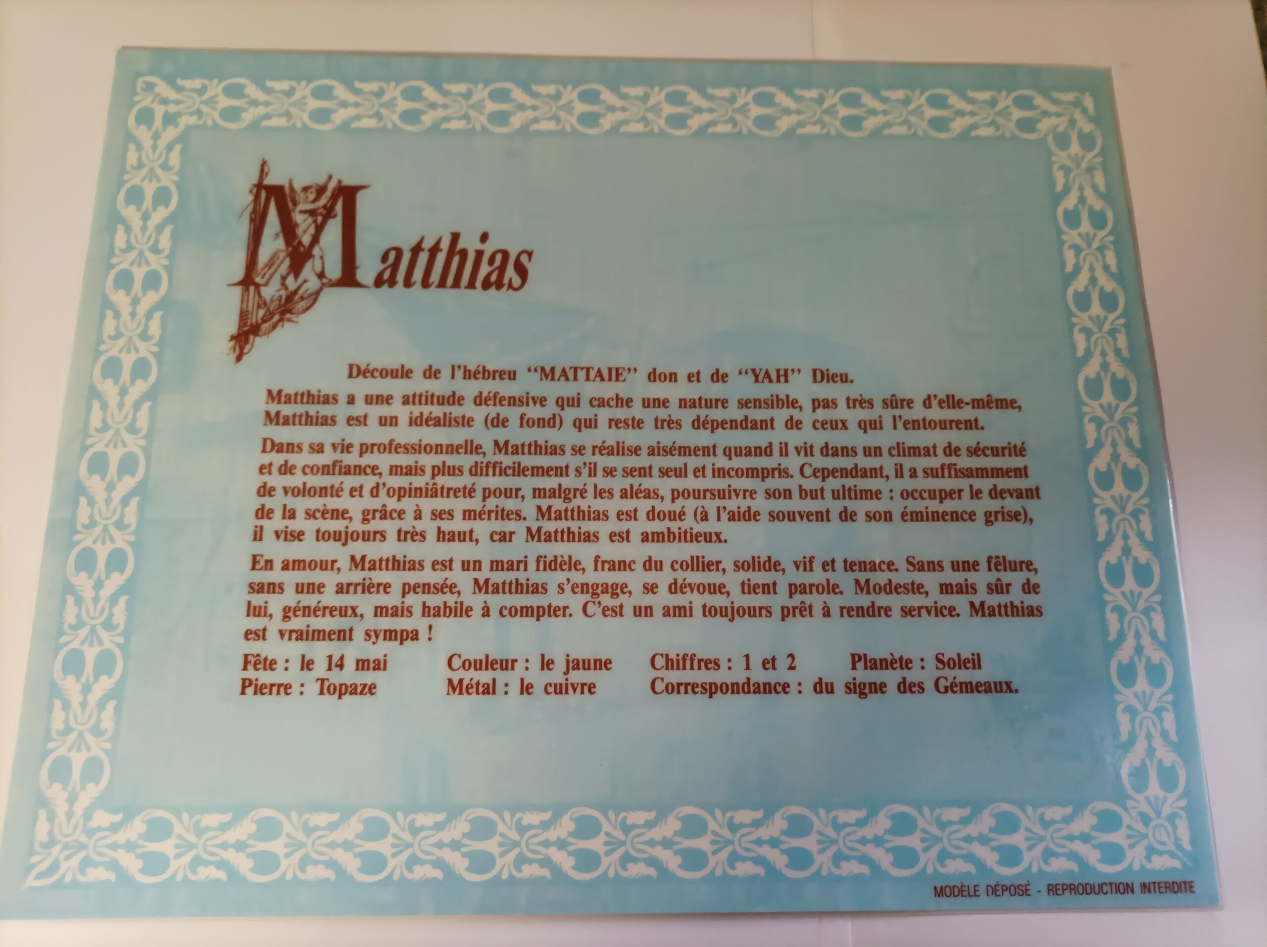 Signification du prénom MATTHIAS