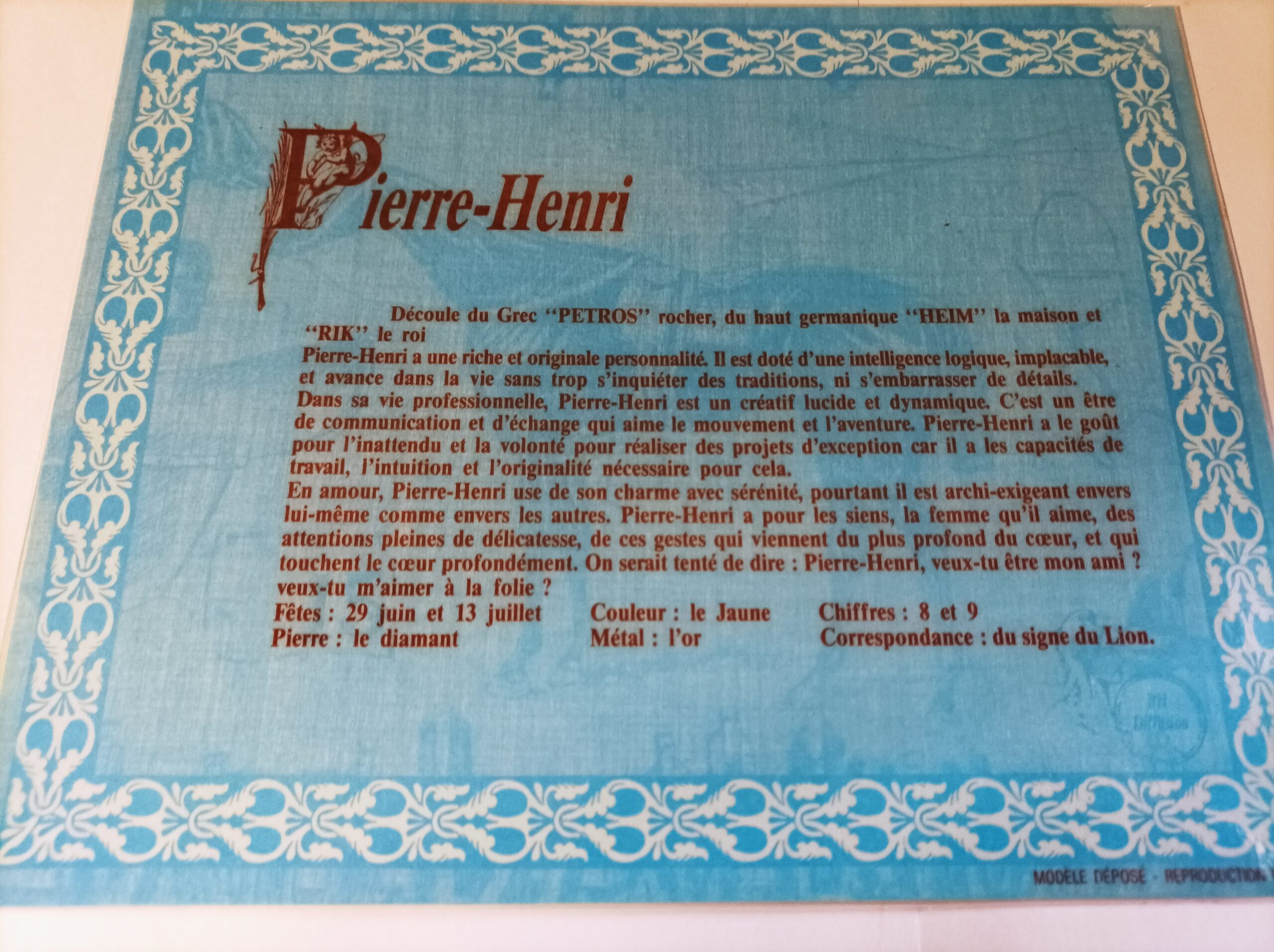 Signification du prénom PIERRE-HENRI