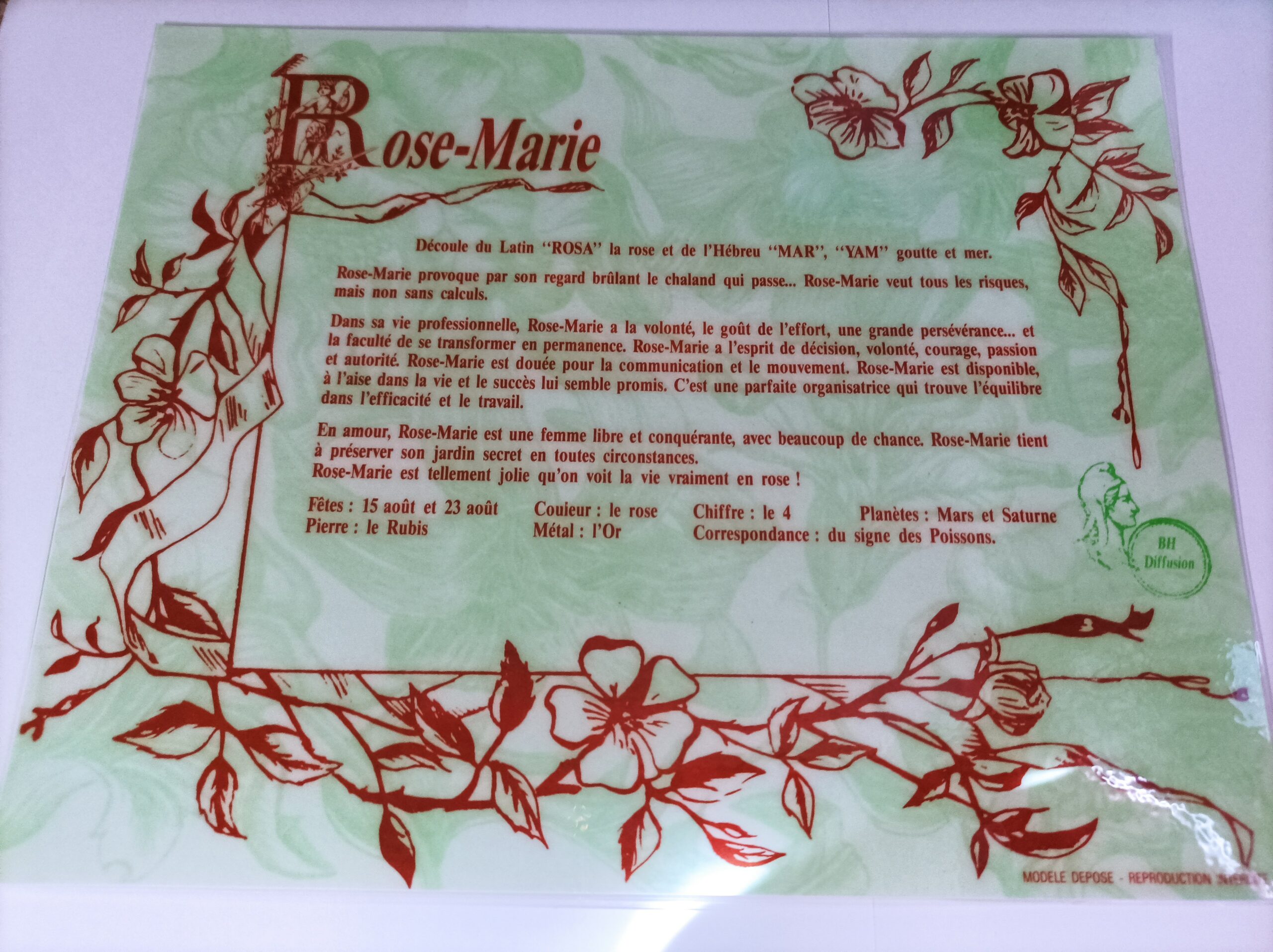 Signification du prénom ROSE MARIE