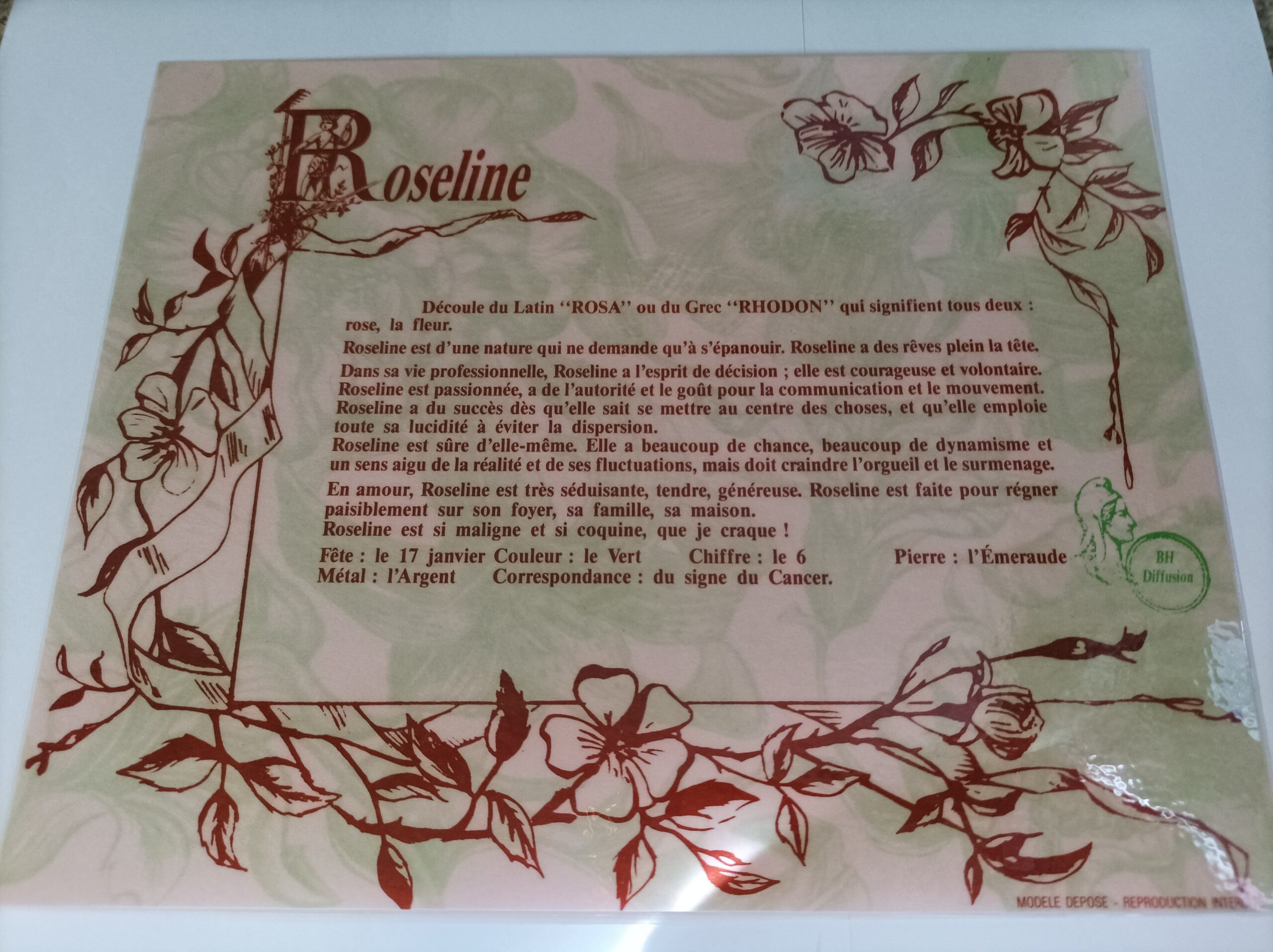 Signification du prénom ROSELINE