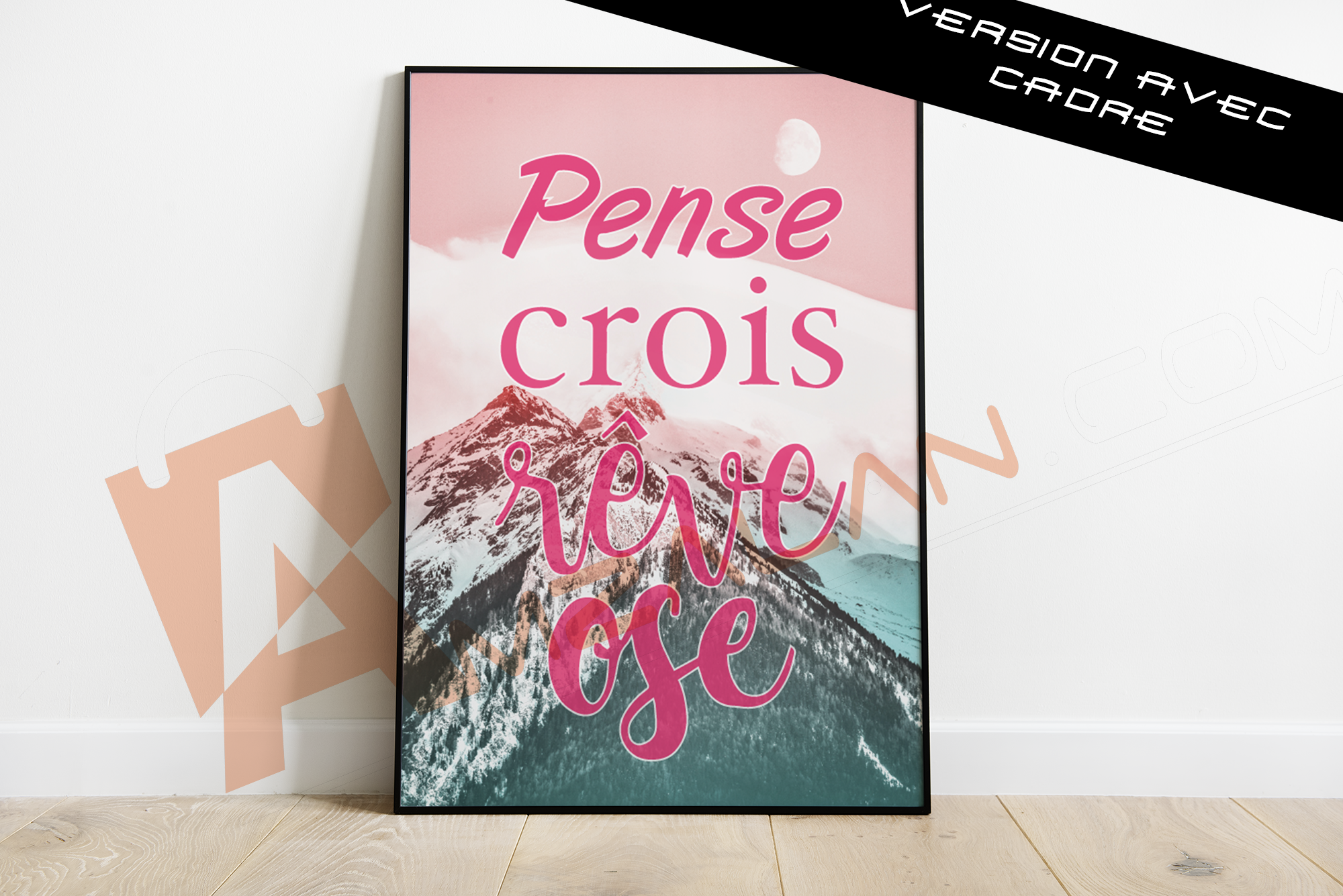 Cadre Citation Pense - Paysage - Cadeau personnalisé - A4