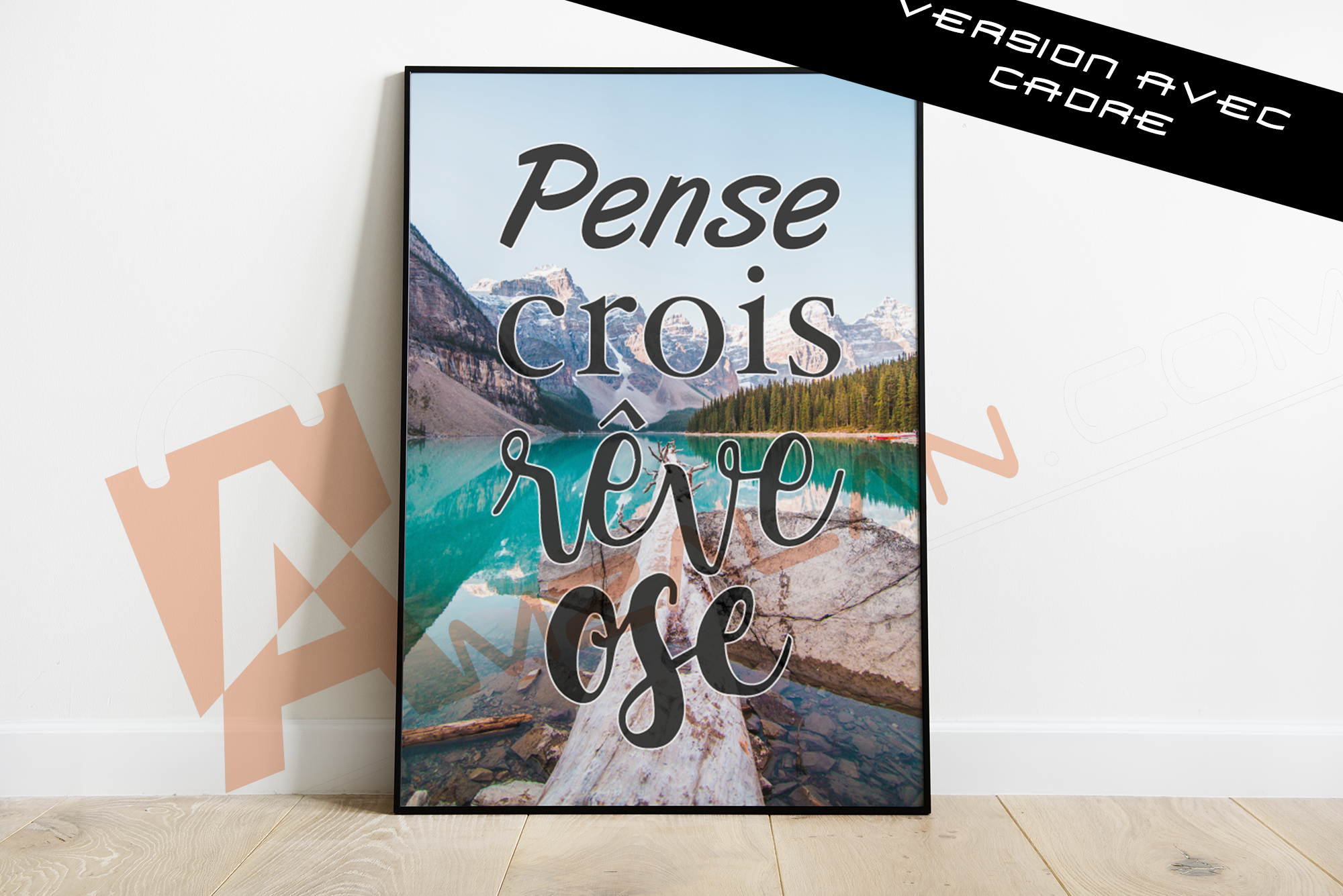 Cadre Citation Pense v2 - Paysage - Cadeau personnalisé - A4