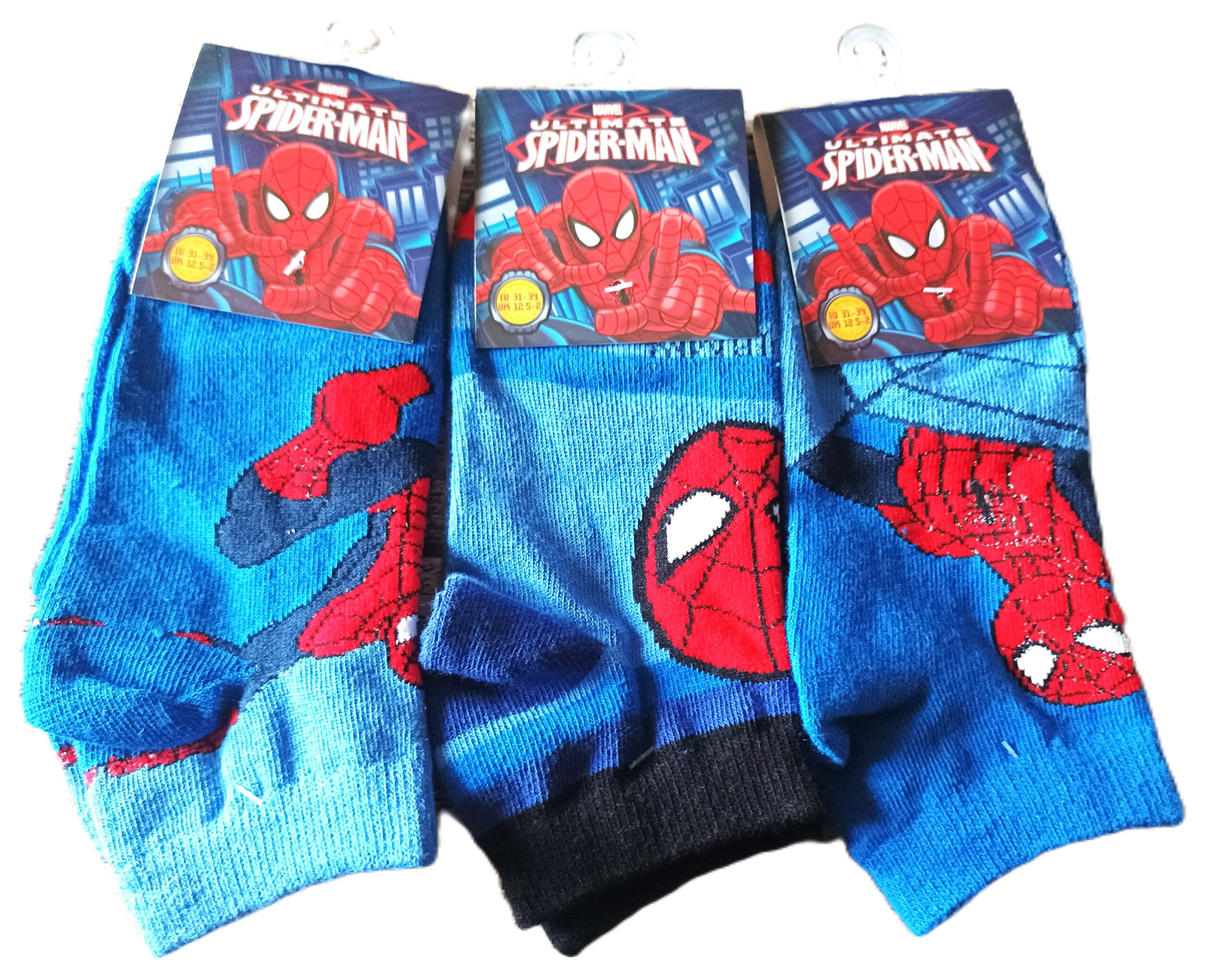 Chaussettes Socquettes Spiderman Marvel garçon lot de 3 paires 31/34