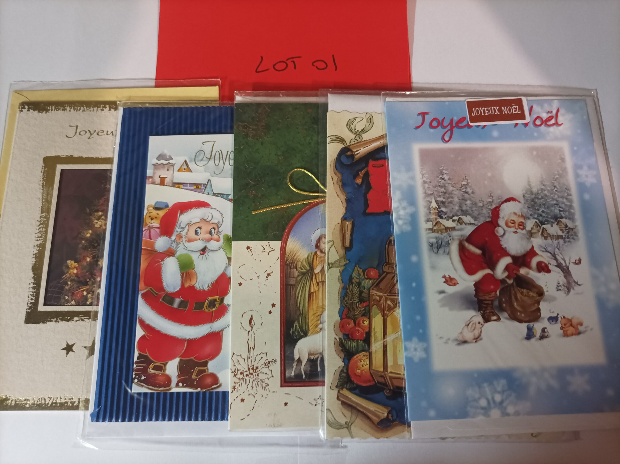 Lot de 5 cartes postales doubles joyeux noël (lot 01)