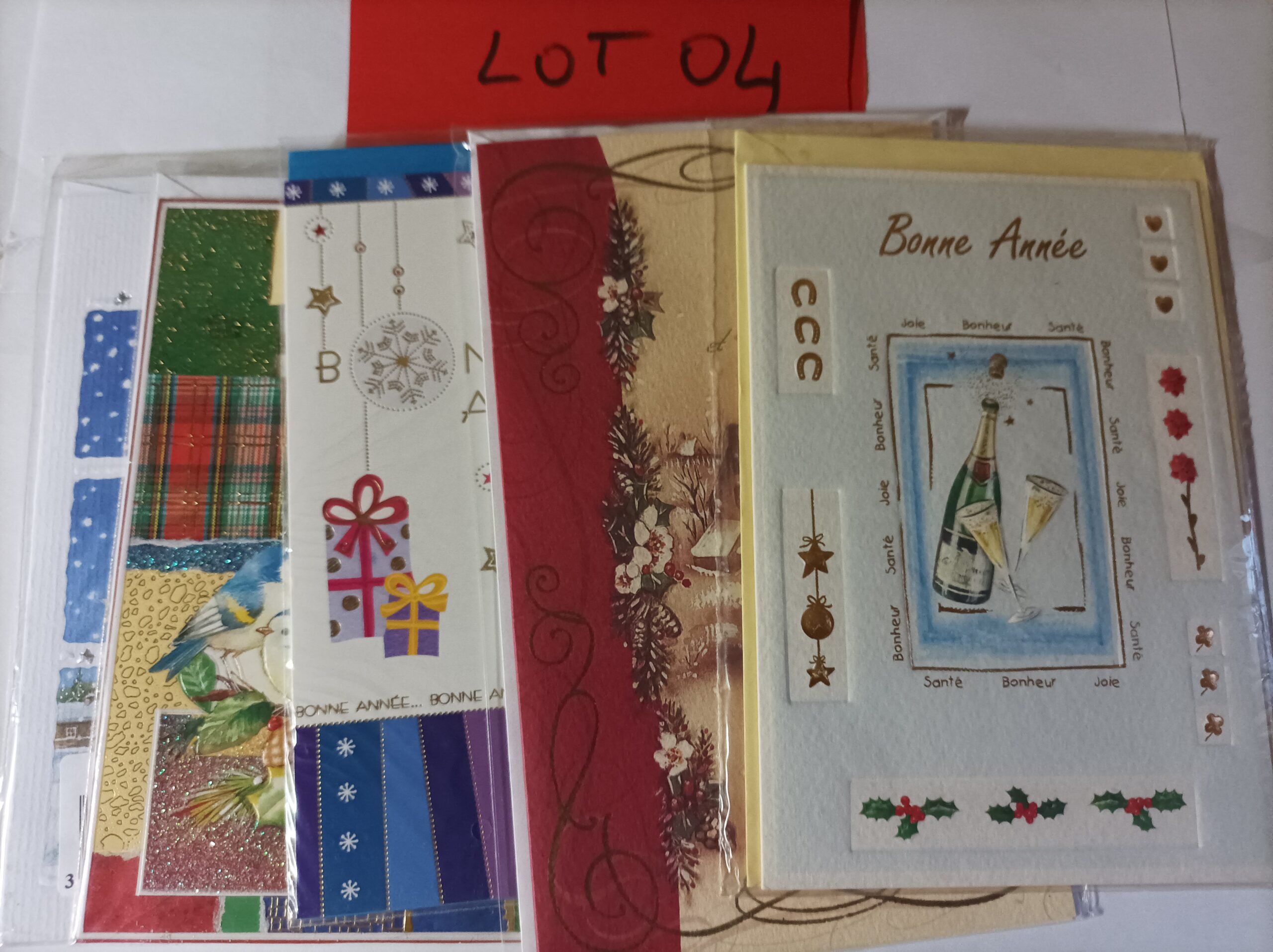 Lot de 5 cartes postales + enveloppes bonne année (lot 04)