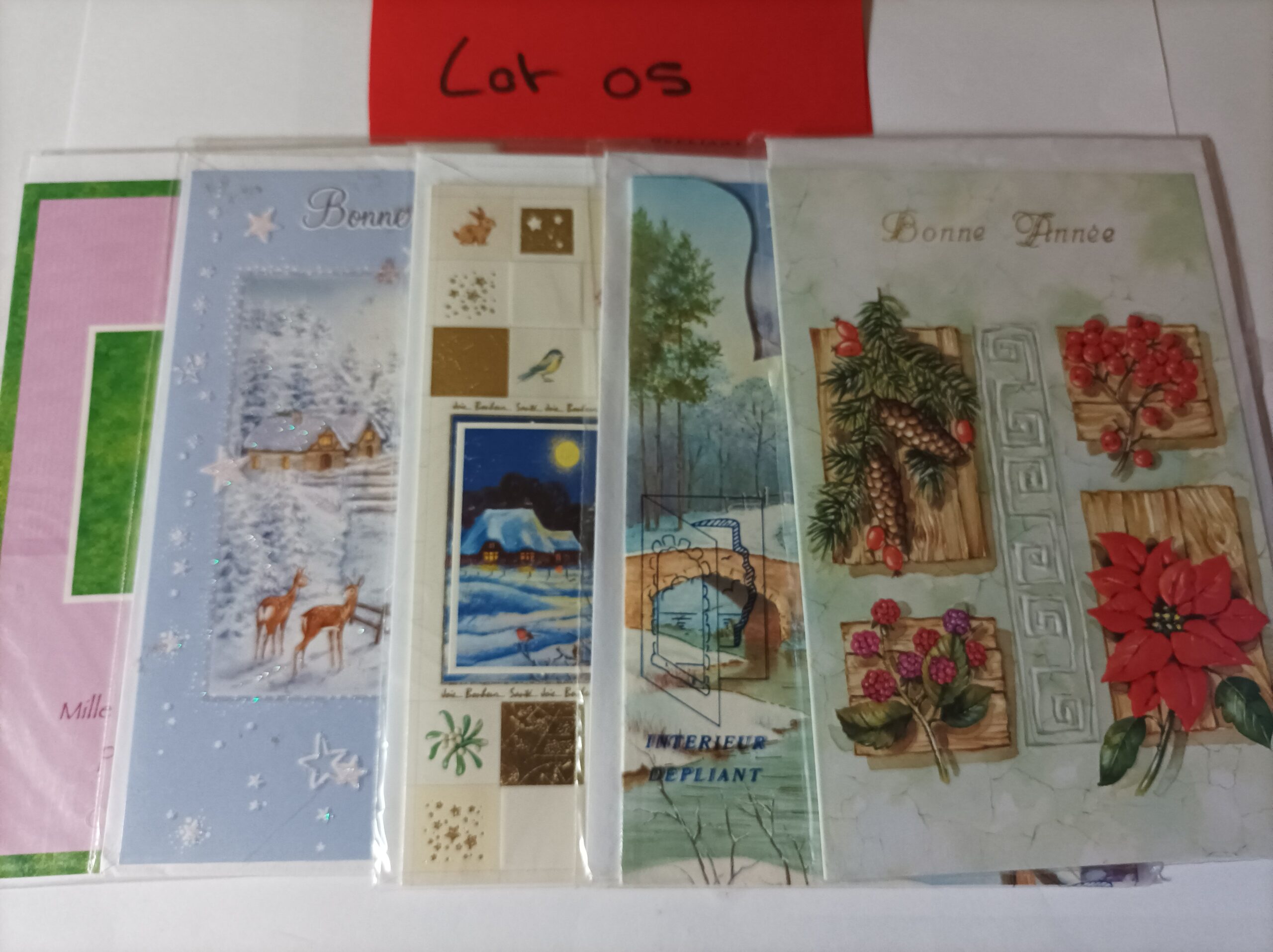 Lot de 5 cartes postales + enveloppes bonne année (lot 05)