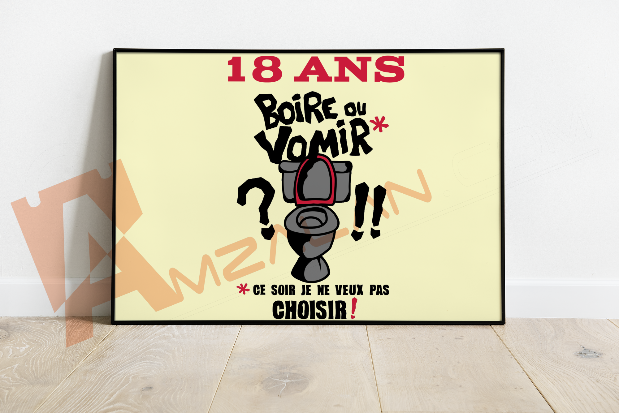 18 ans boire ou vomir humour anniversaire cadre sous verre