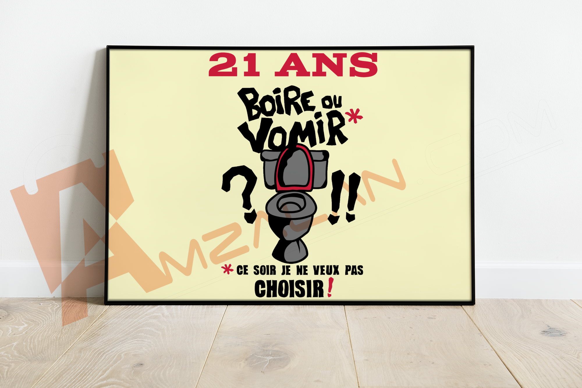 21 ans boire ou vomir humour anniversaire cadre sous verre