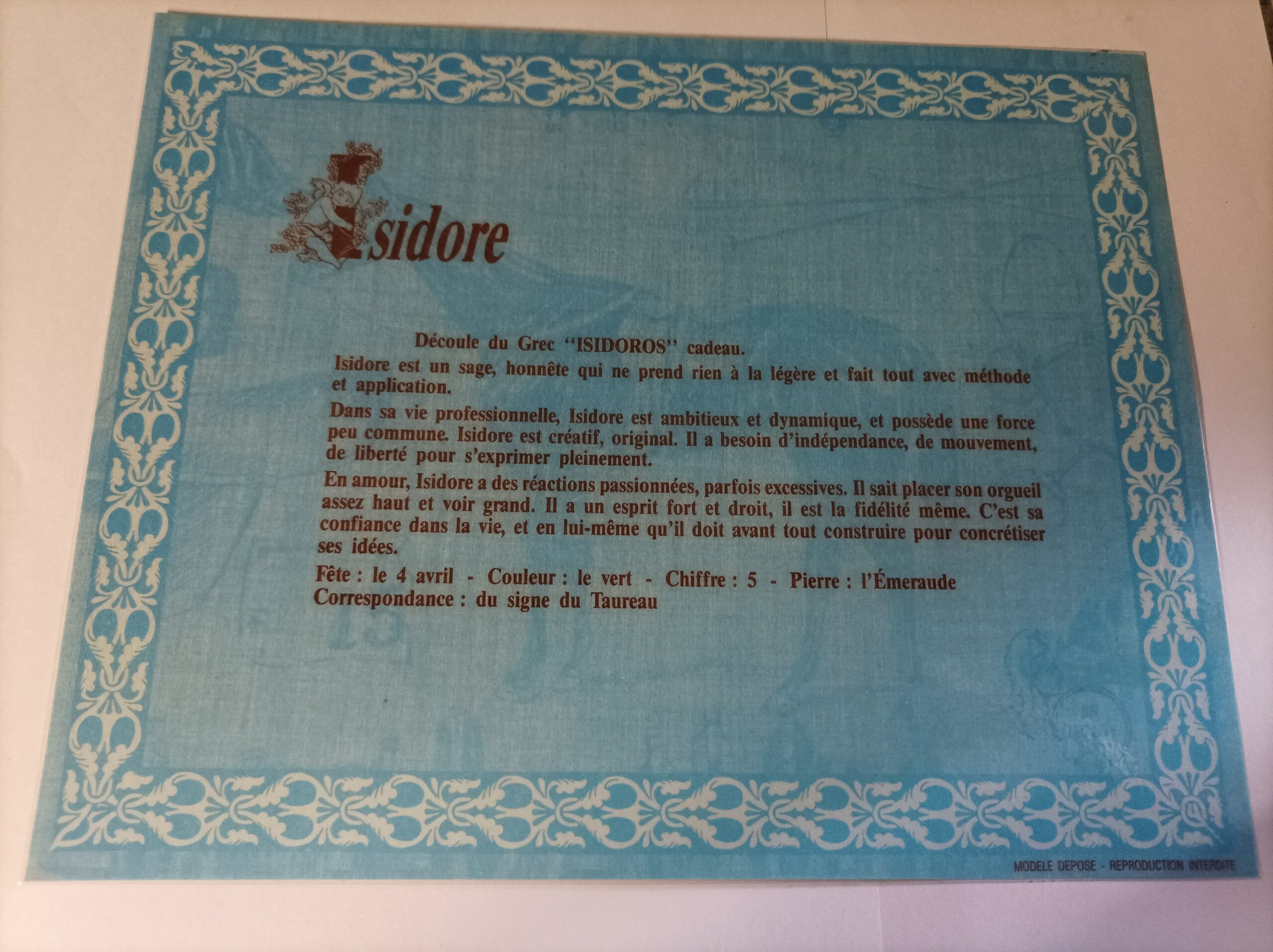 Affiche signification du prénom ISIDORE