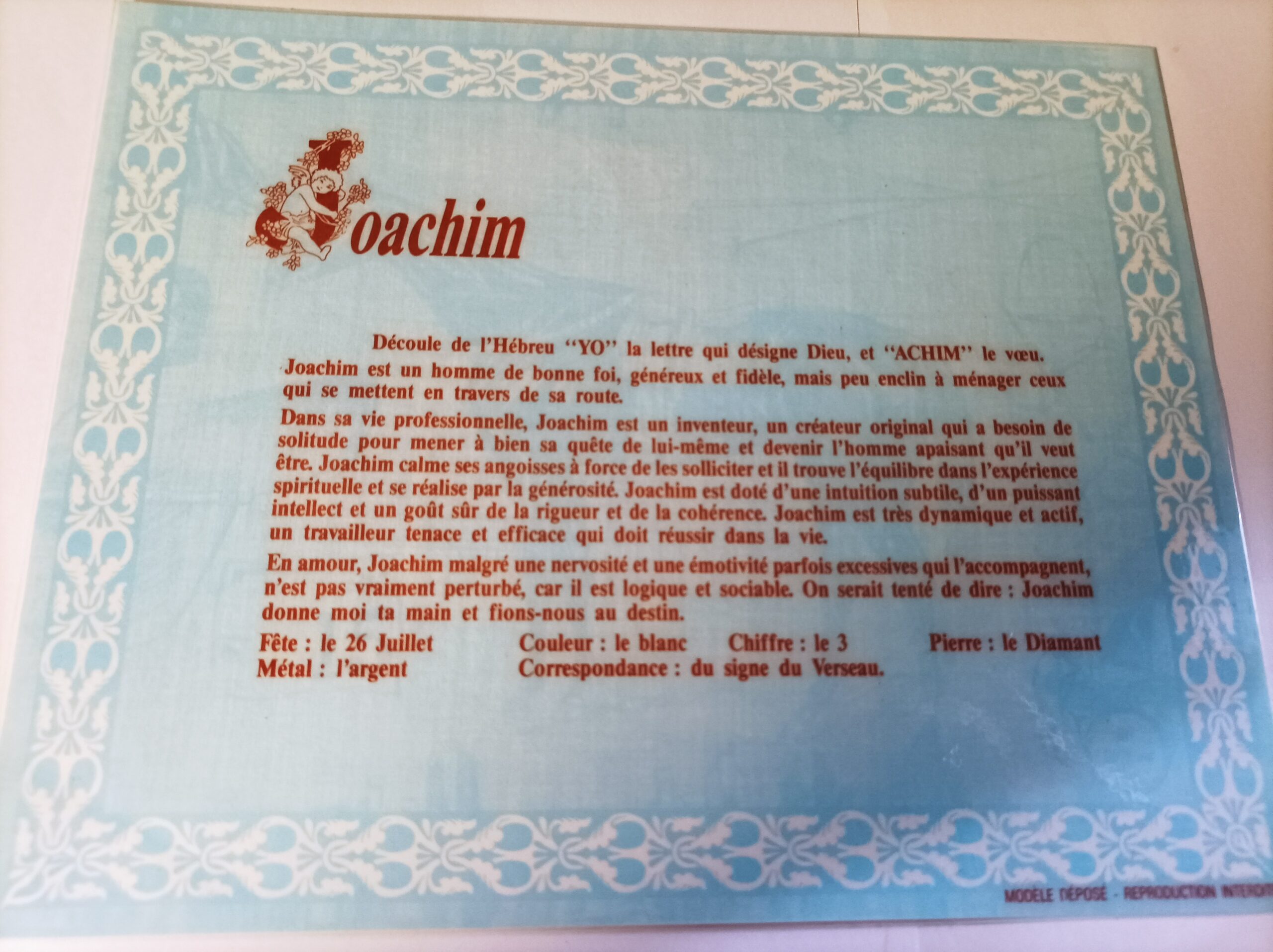 Affiche signification du prénom JOACHIM