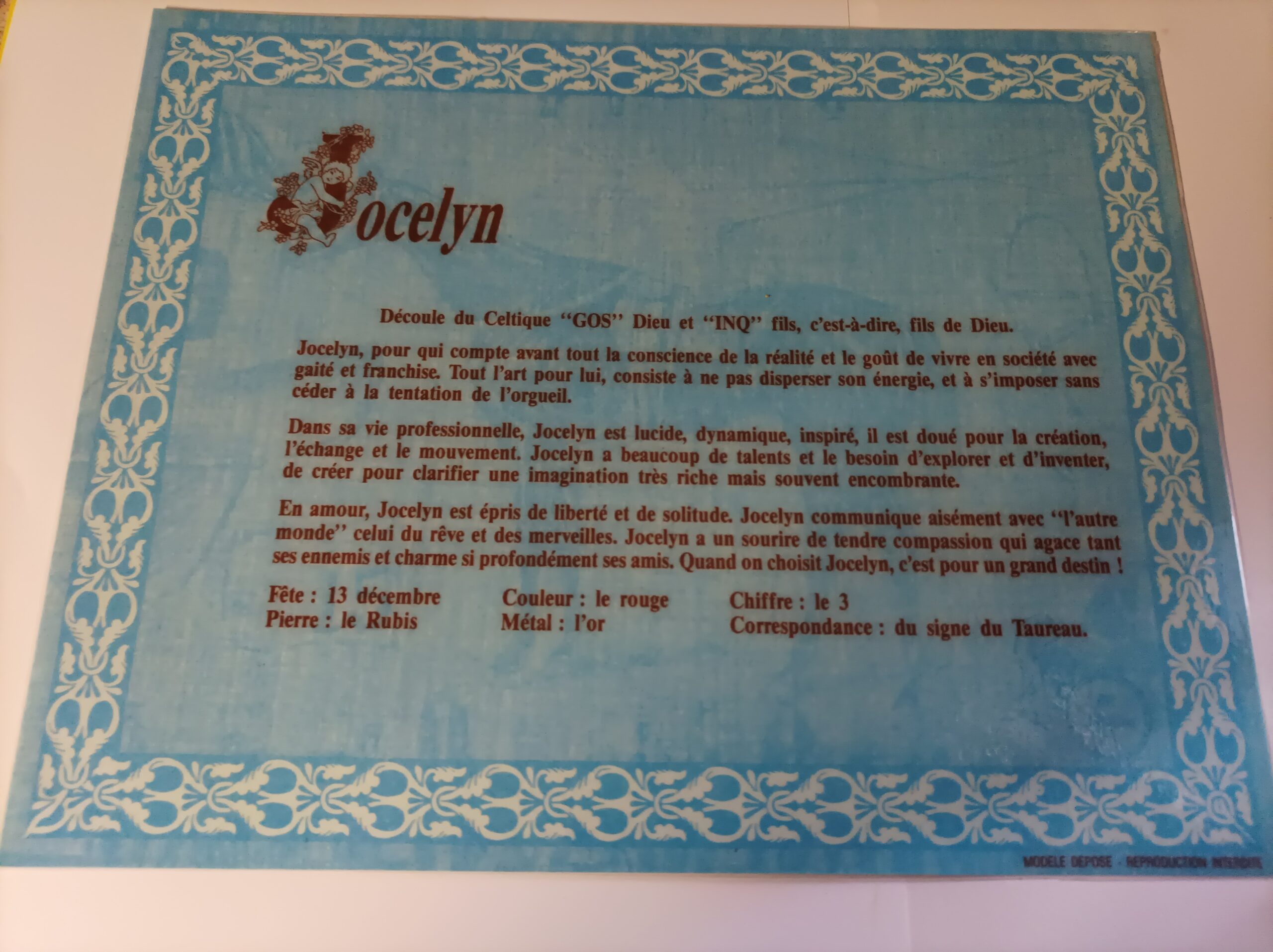 Affiche signification du prénom JOCELYN (2)