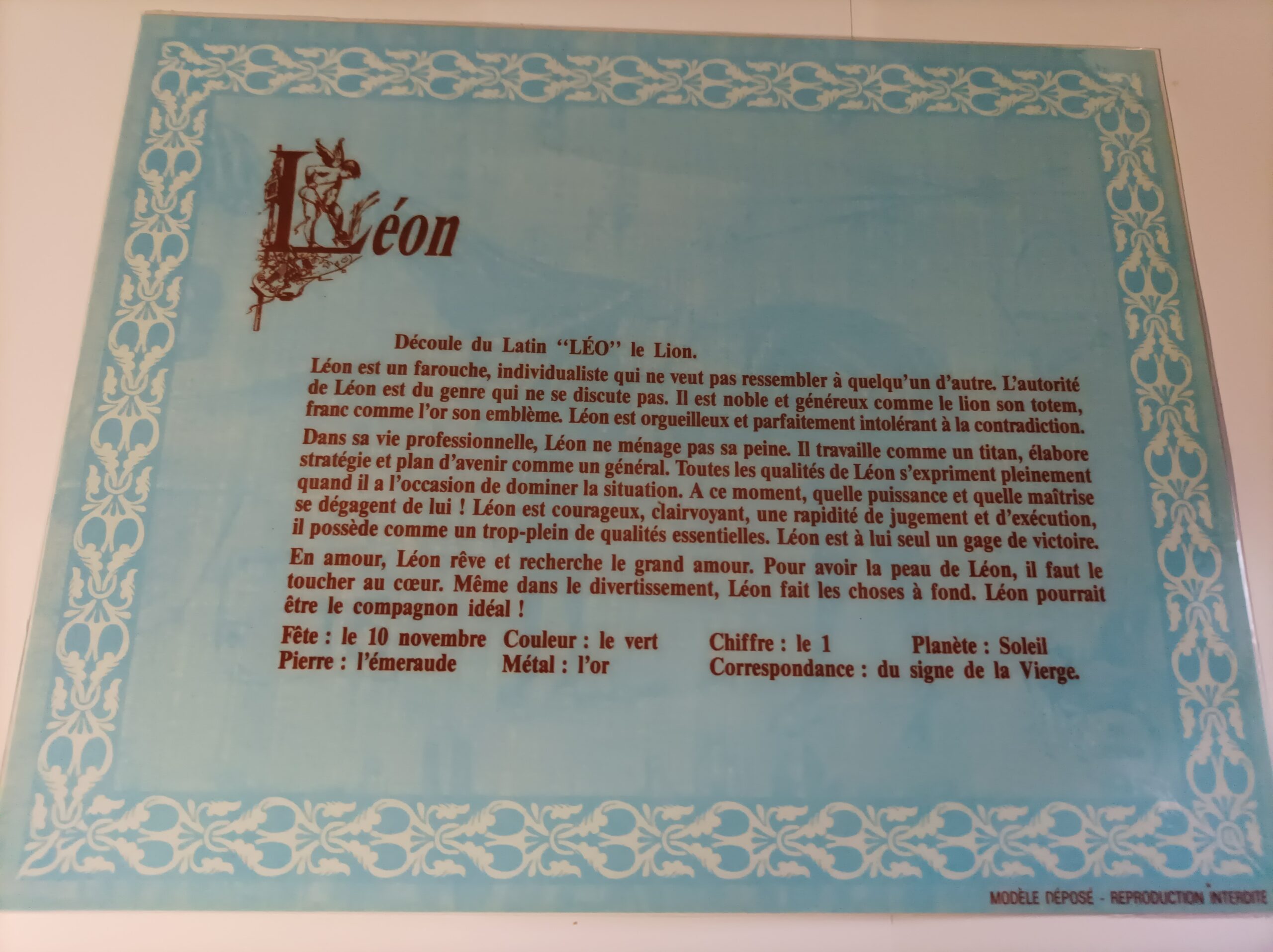 Affiche signification du prénom LÉON