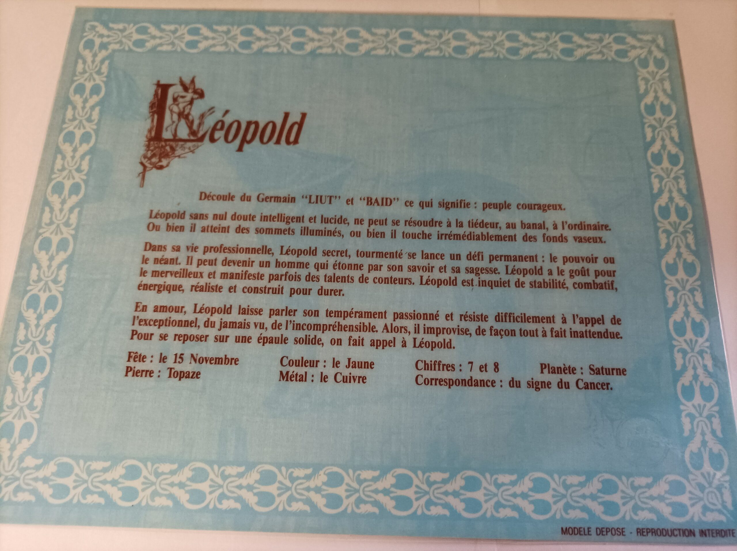 Affiche signification du prénom LÉOPOLD