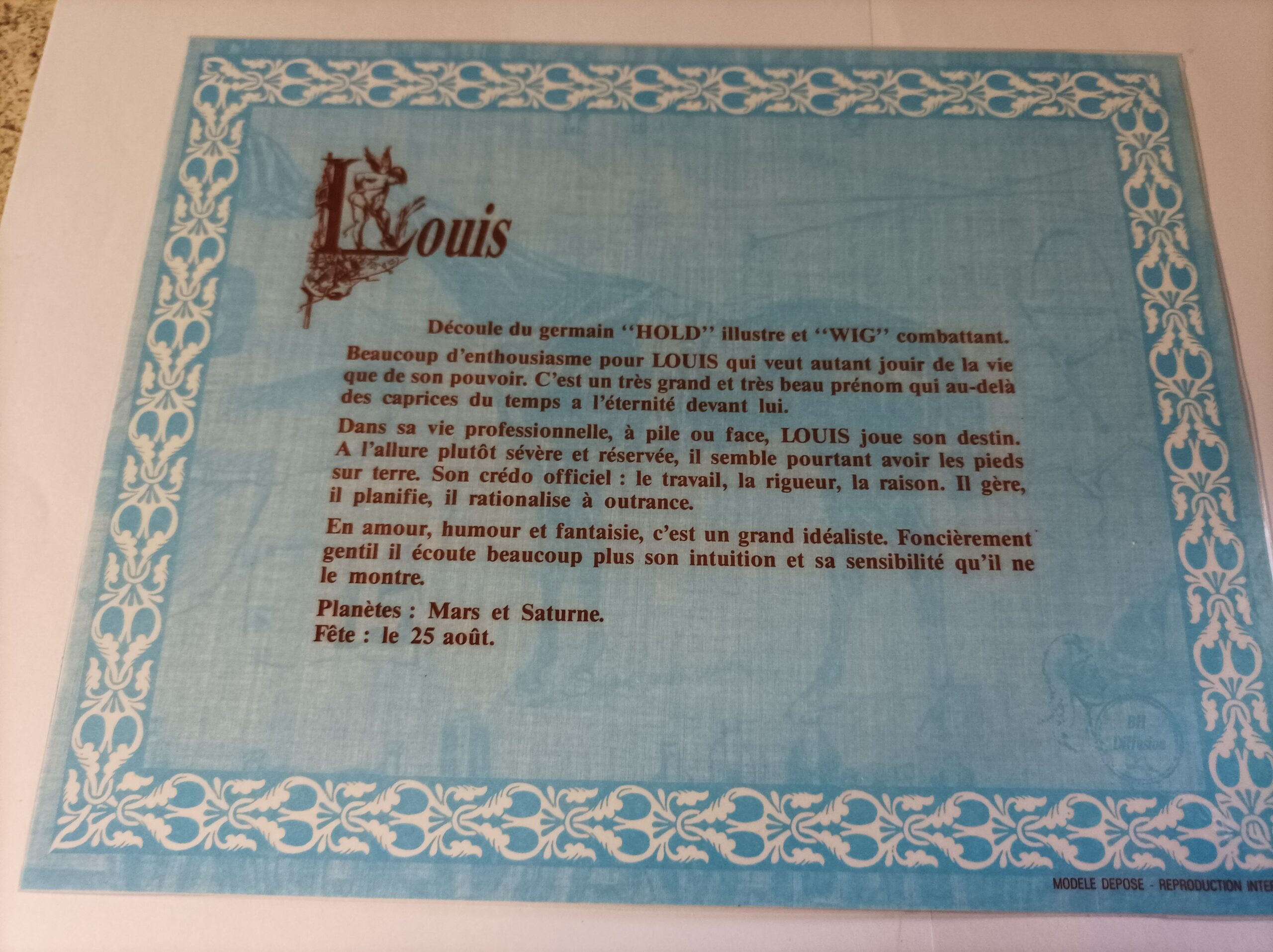 Affiche signification du prénom LOUIS