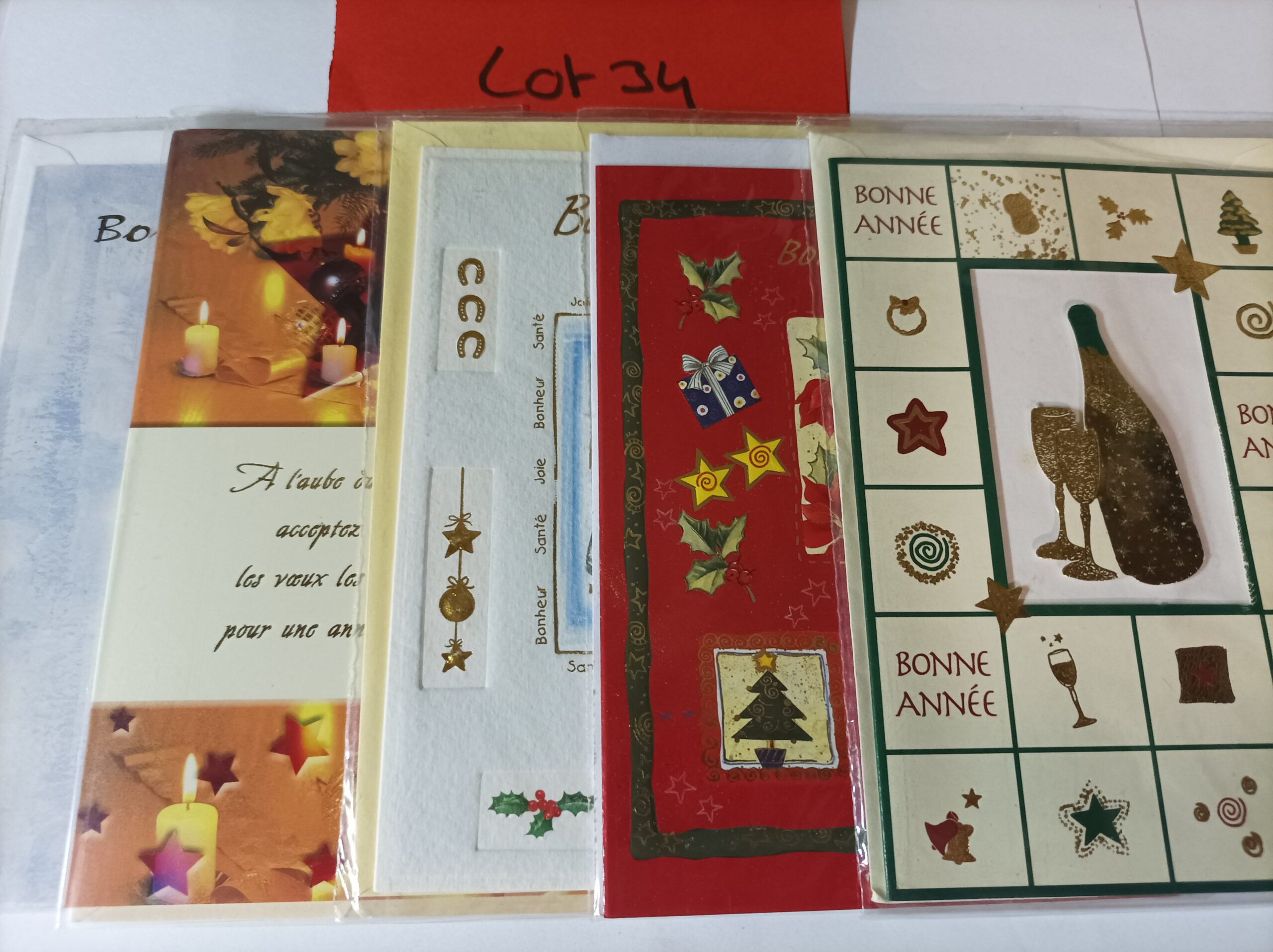 Lot de 5 cartes postales + enveloppes bonne année (lot 34)