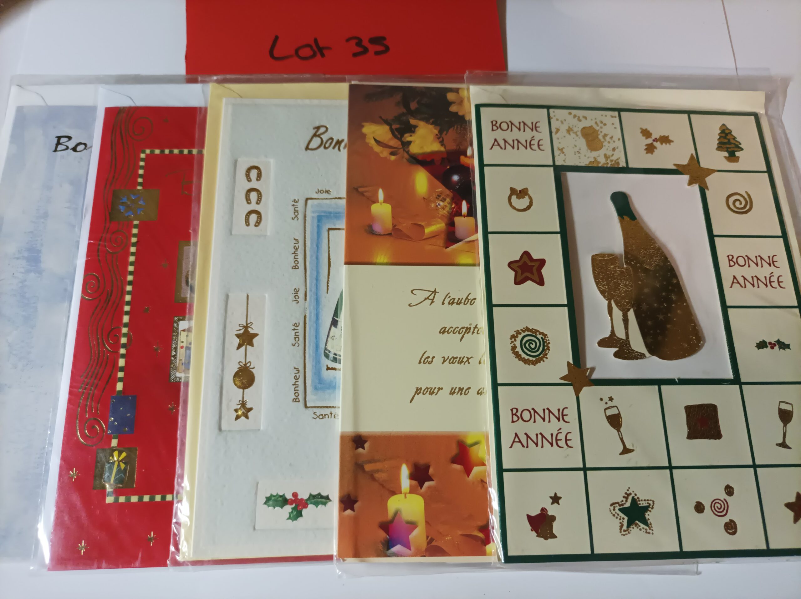 Lot de 5 cartes postales + enveloppes bonne année (lot 35)