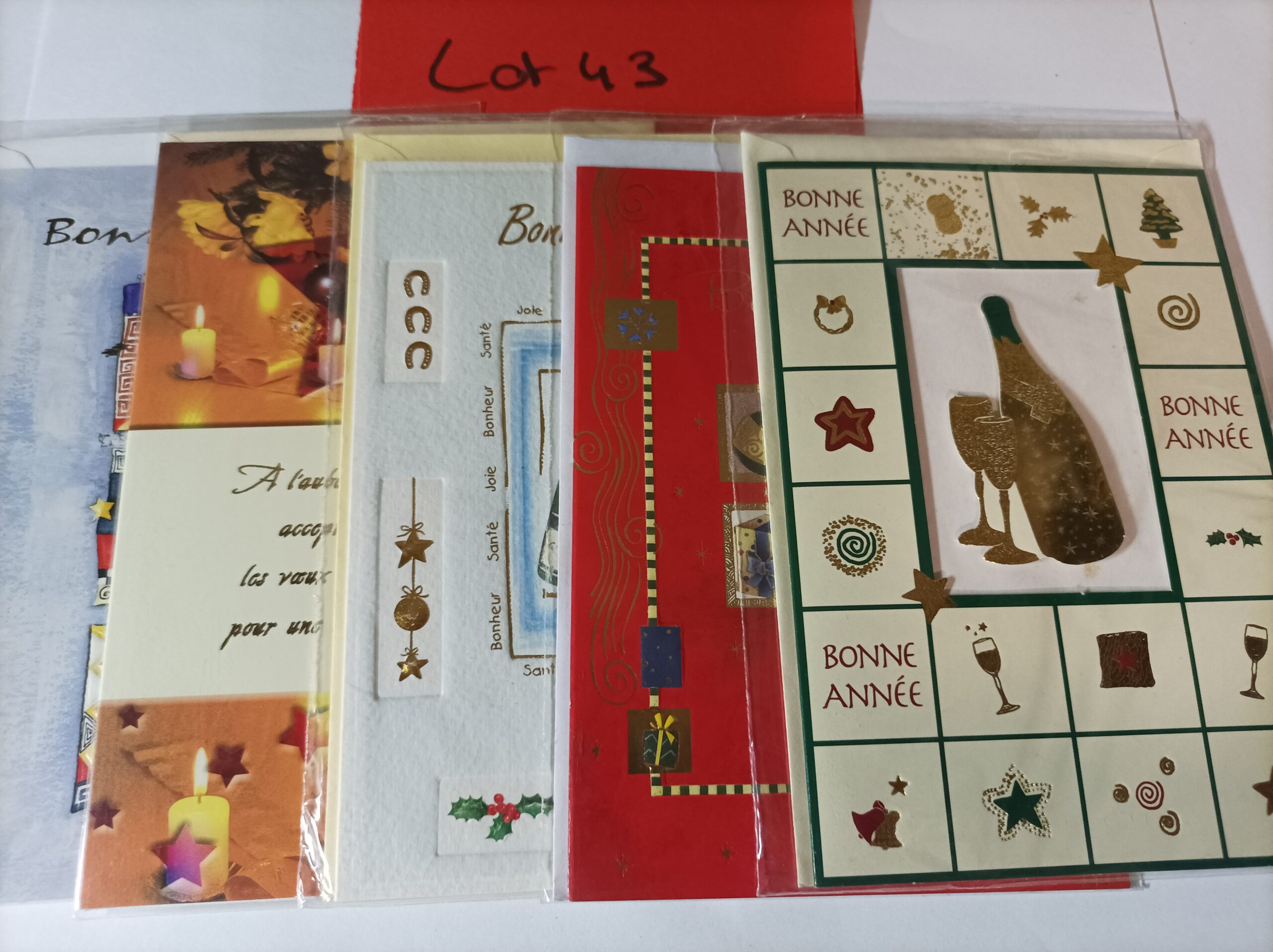 Lot de 5 cartes postales + enveloppes bonne année (lot 43)