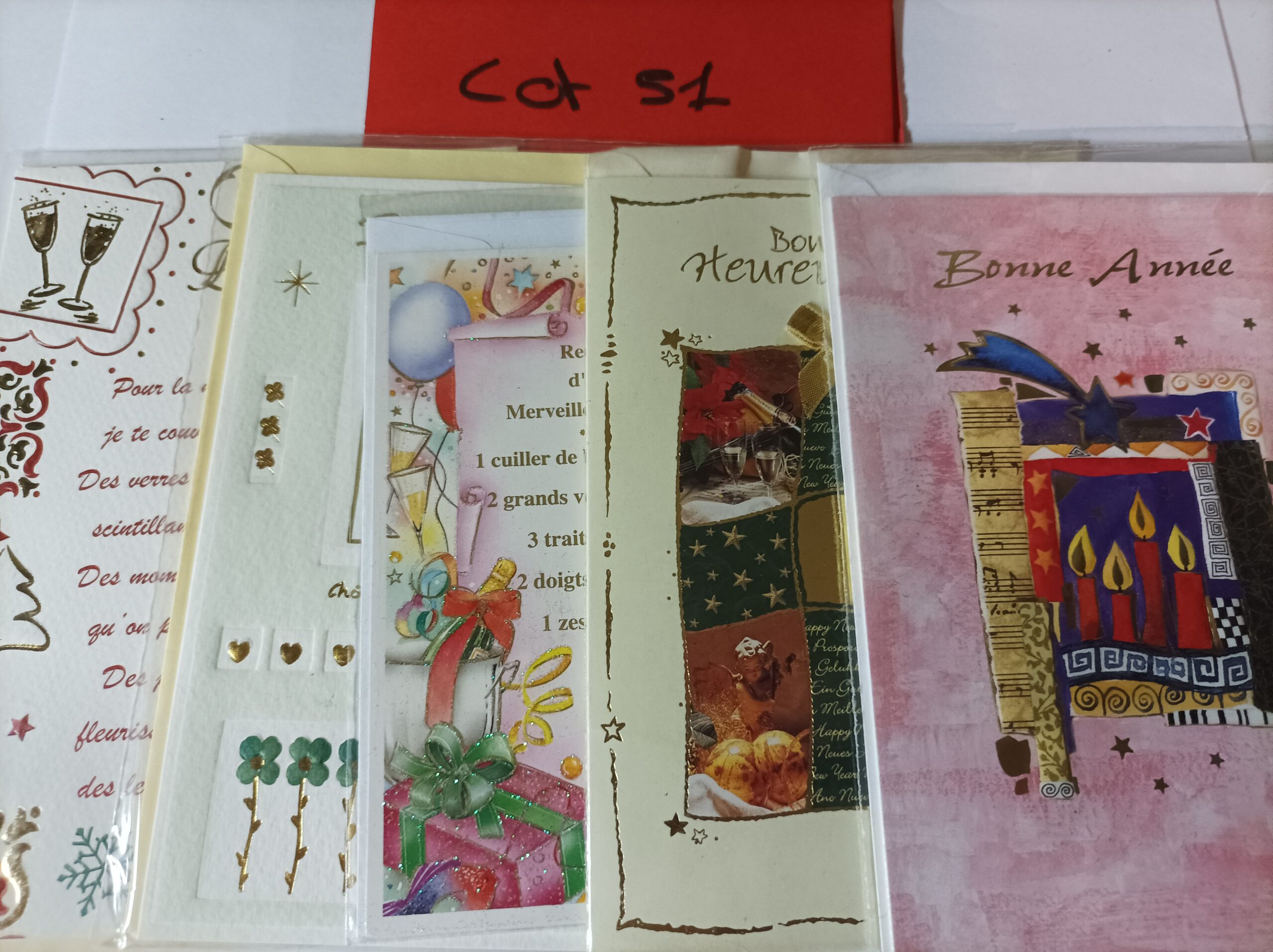 Lot de 5 cartes postales + enveloppes bonne année (lot 51)