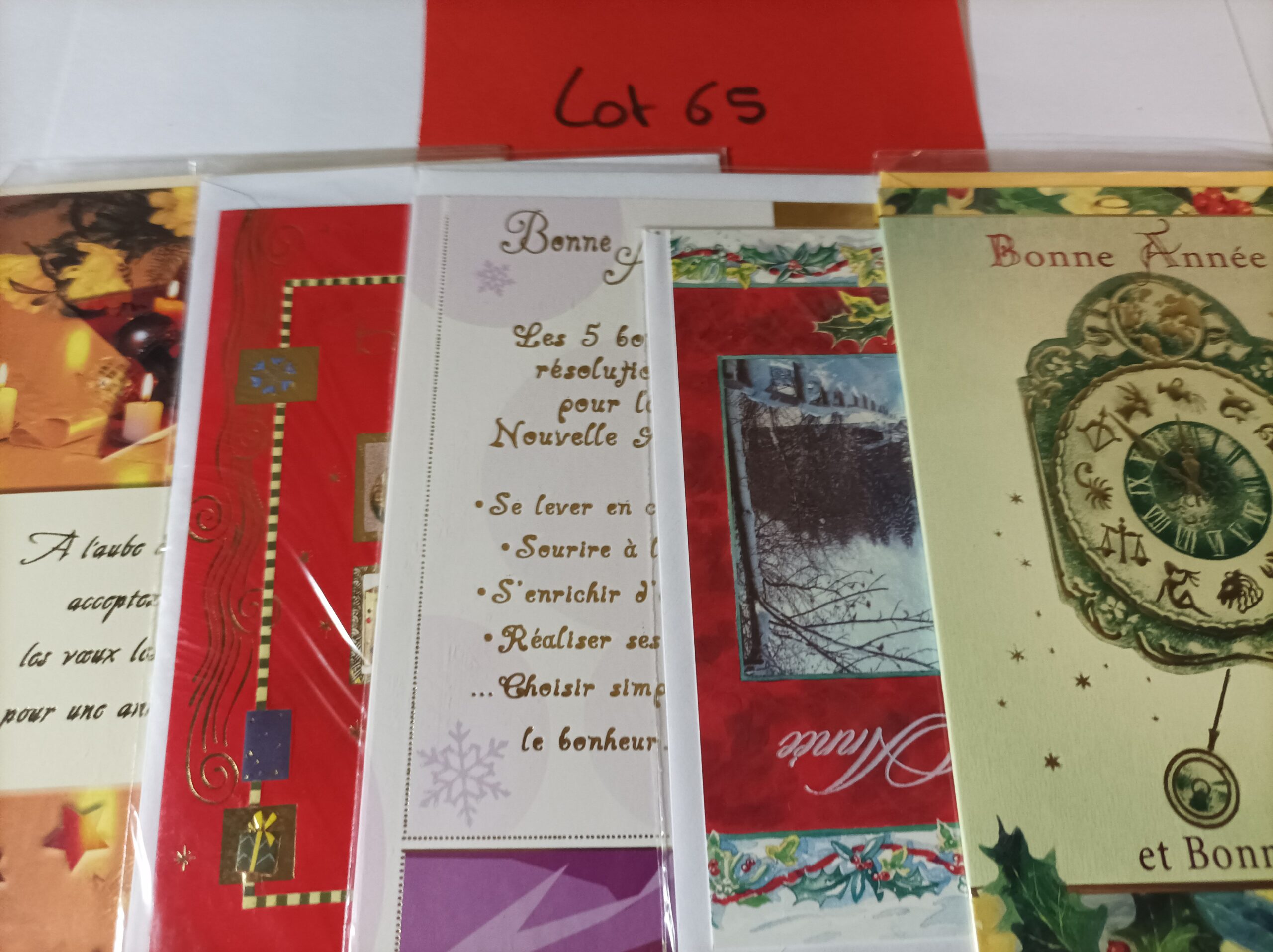 Lot de 5 cartes postales + enveloppes bonne année (lot 65)